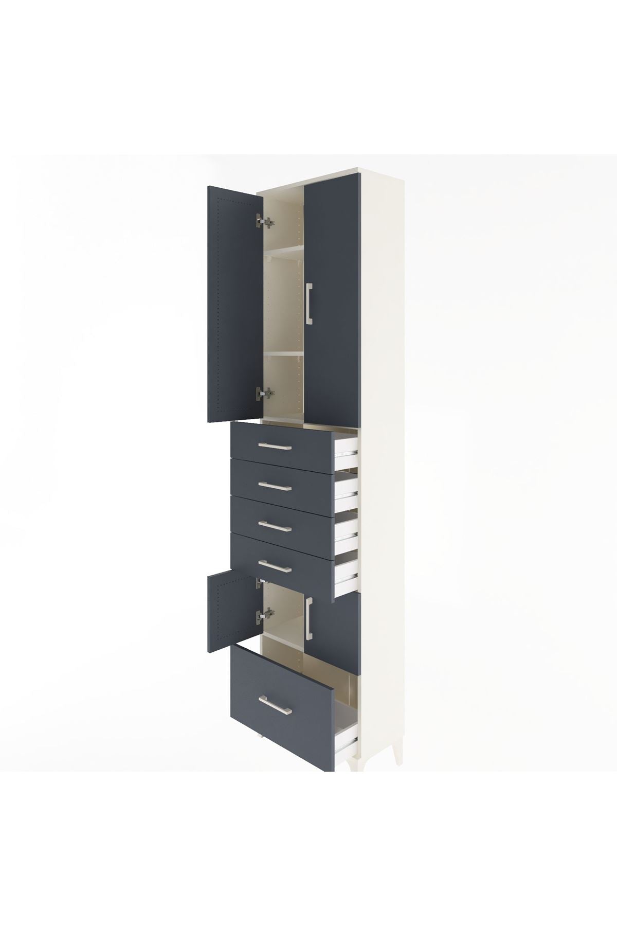 Arges Dolap 4 Raflı 5 Çekmeceli 4 Kapaklı 60x30x243 - S32M014V2A