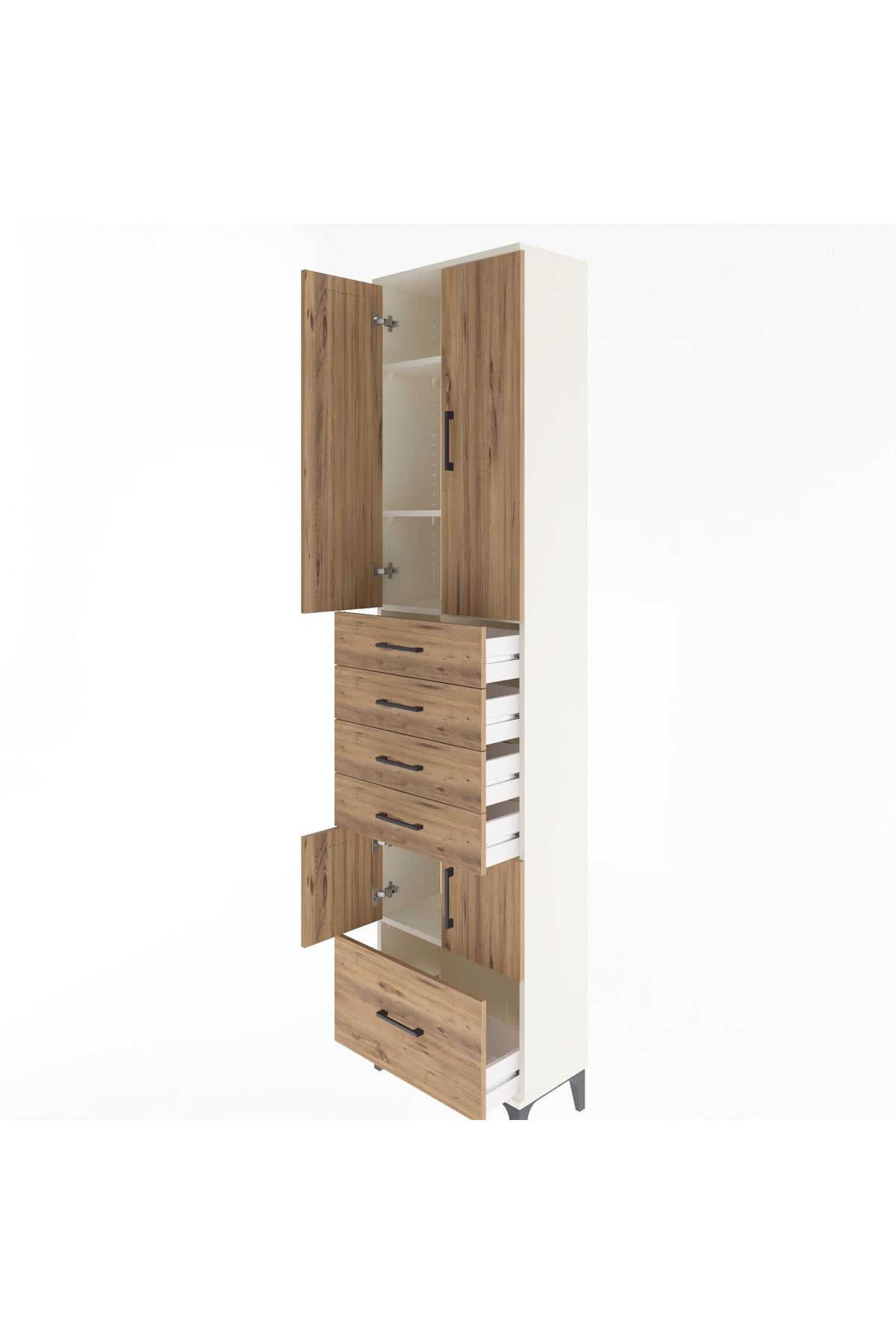 Arges Dolap 4 Raflı 5 Çekmeceli 4 Kapaklı 60x30x243 - S32M014V3A