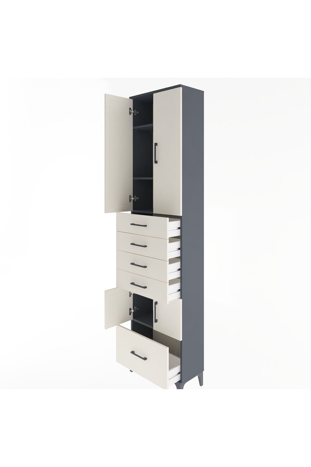Arges Dolap 4 Raflı 5 Çekmeceli 4 Kapaklı 60x30x243 - S32M014V4A