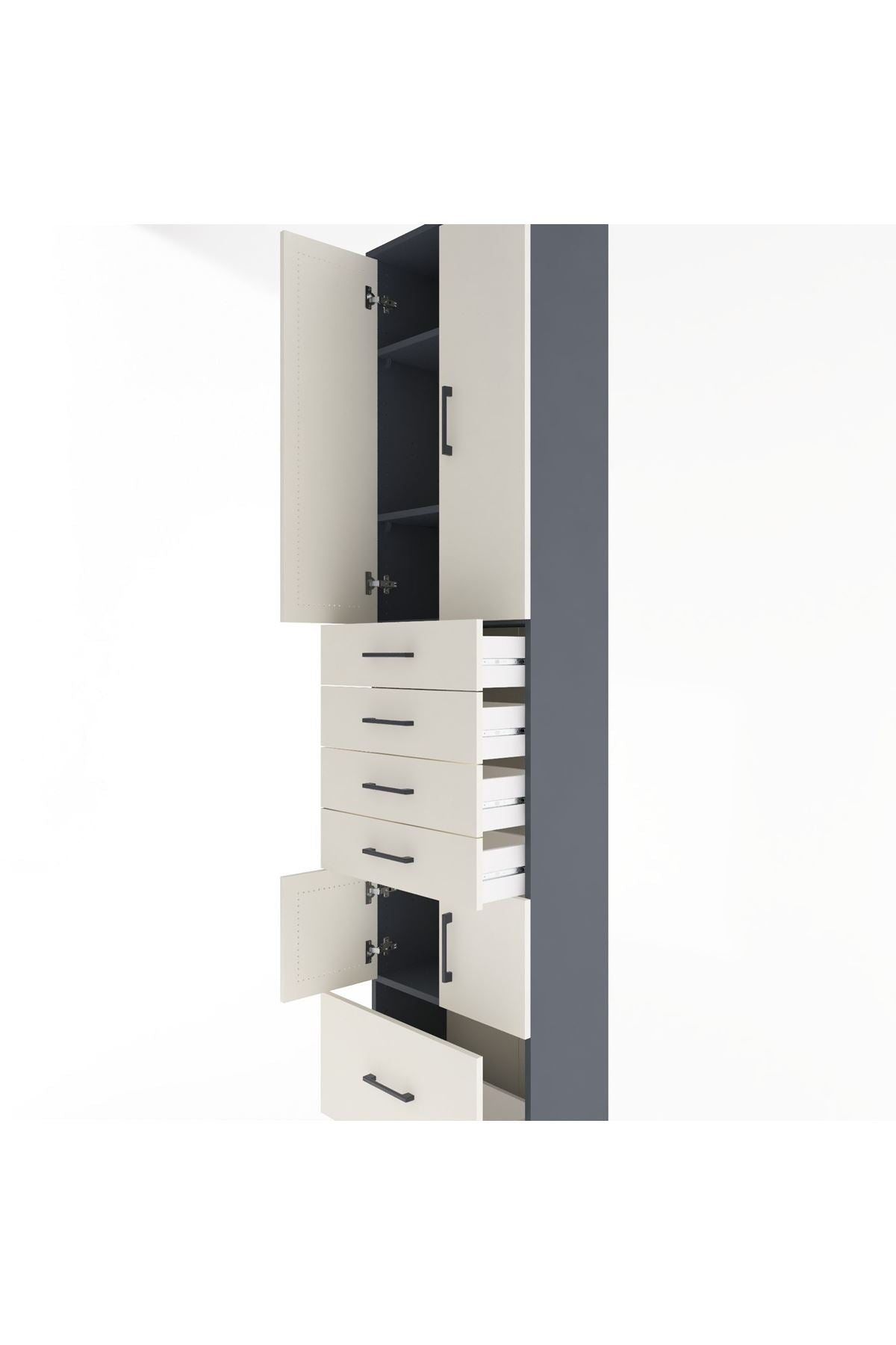 Arges Dolap 4 Raflı 5 Çekmeceli 4 Kapaklı 60x30x243 - S32M014V4A