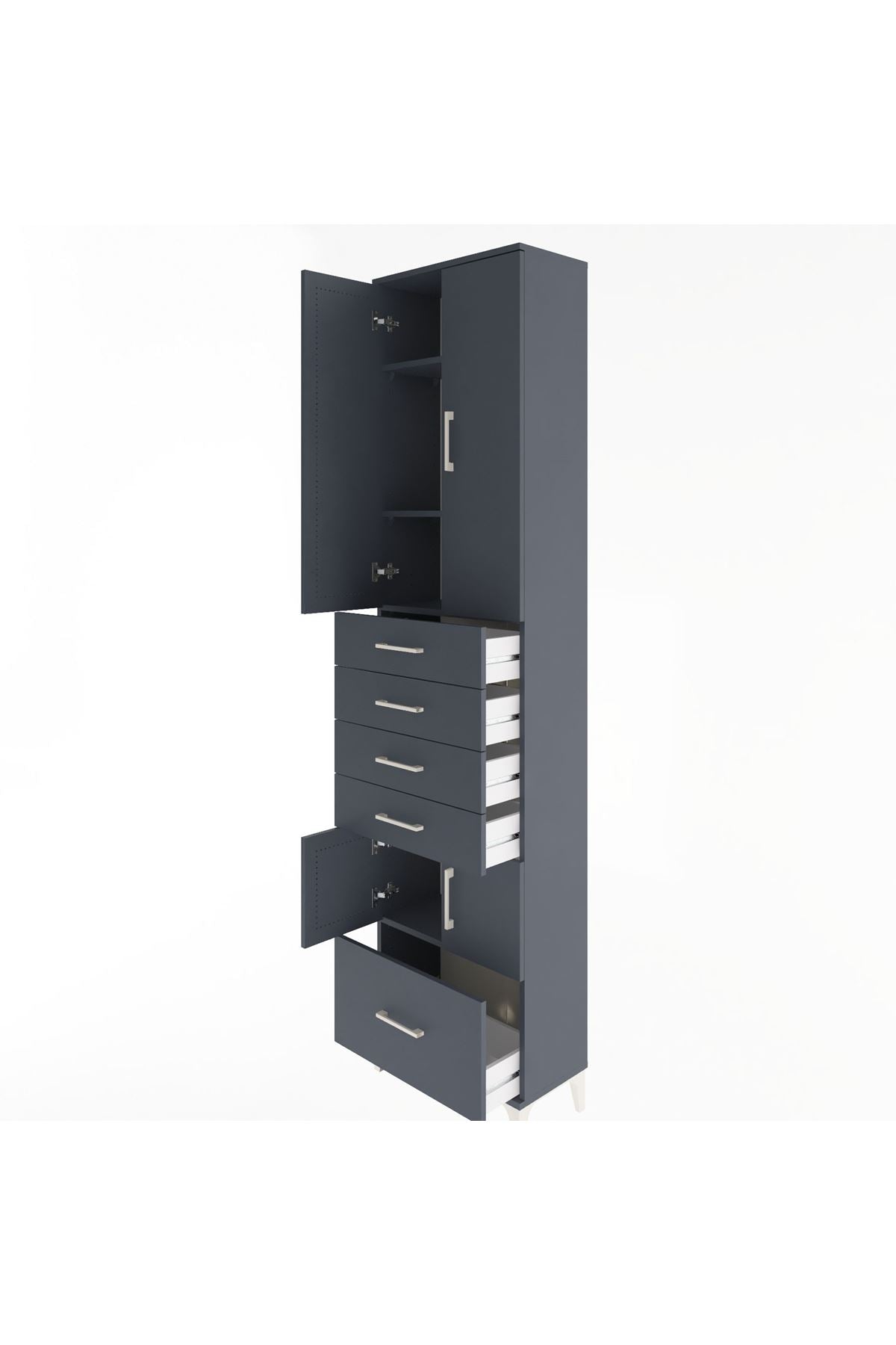 Arges Dolap 4 Raflı 5 Çekmeceli 4 Kapaklı 60x30x243 - S32M014V5A