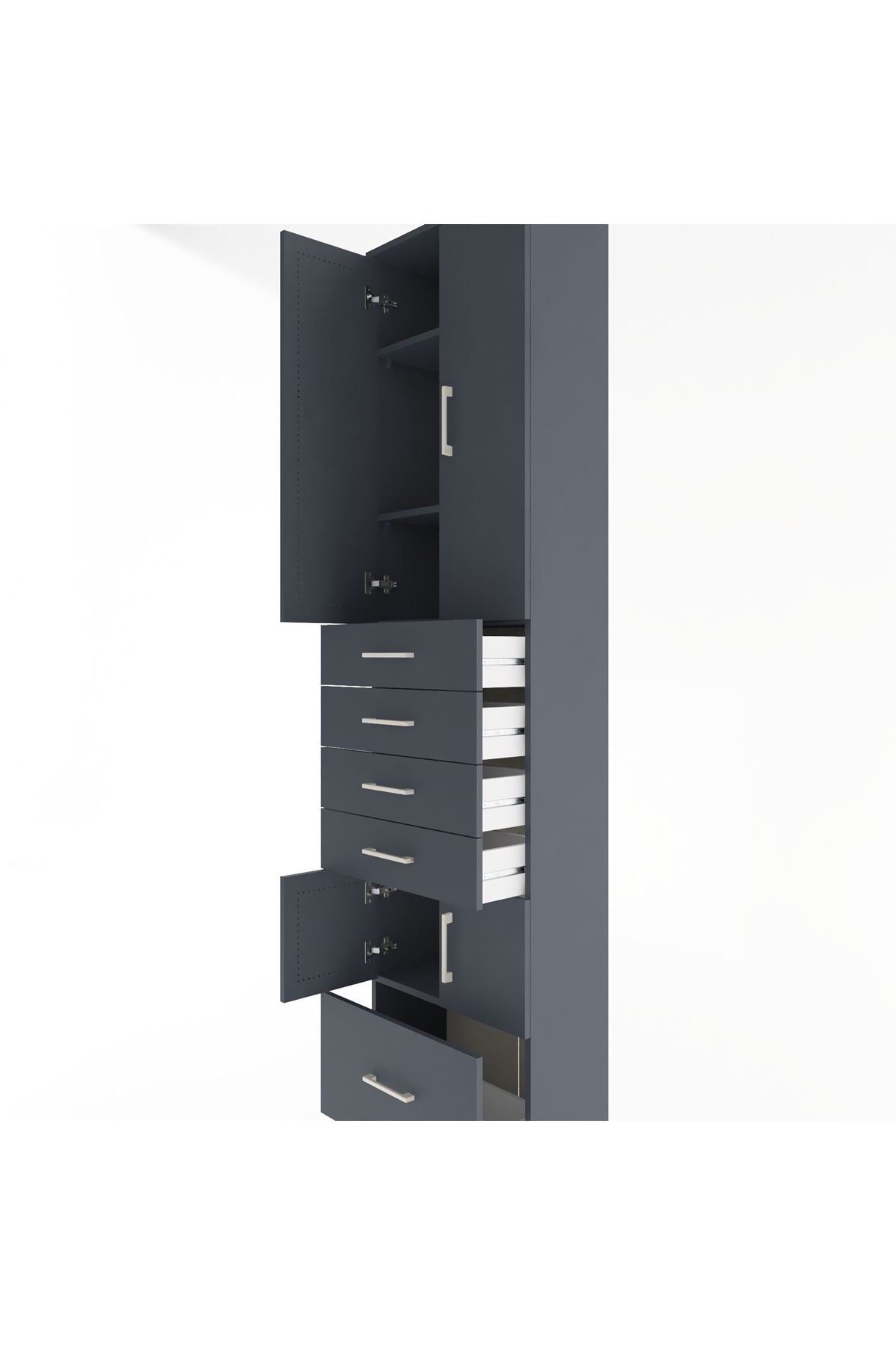 Arges Dolap 4 Raflı 5 Çekmeceli 4 Kapaklı 60x30x243 - S32M014V5A