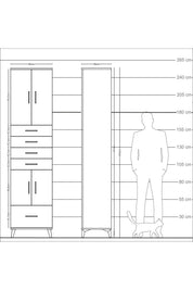 Arges Dolap 4 Raflı 5 Çekmeceli 4 Kapaklı 60x30x243 - S32M014V5A