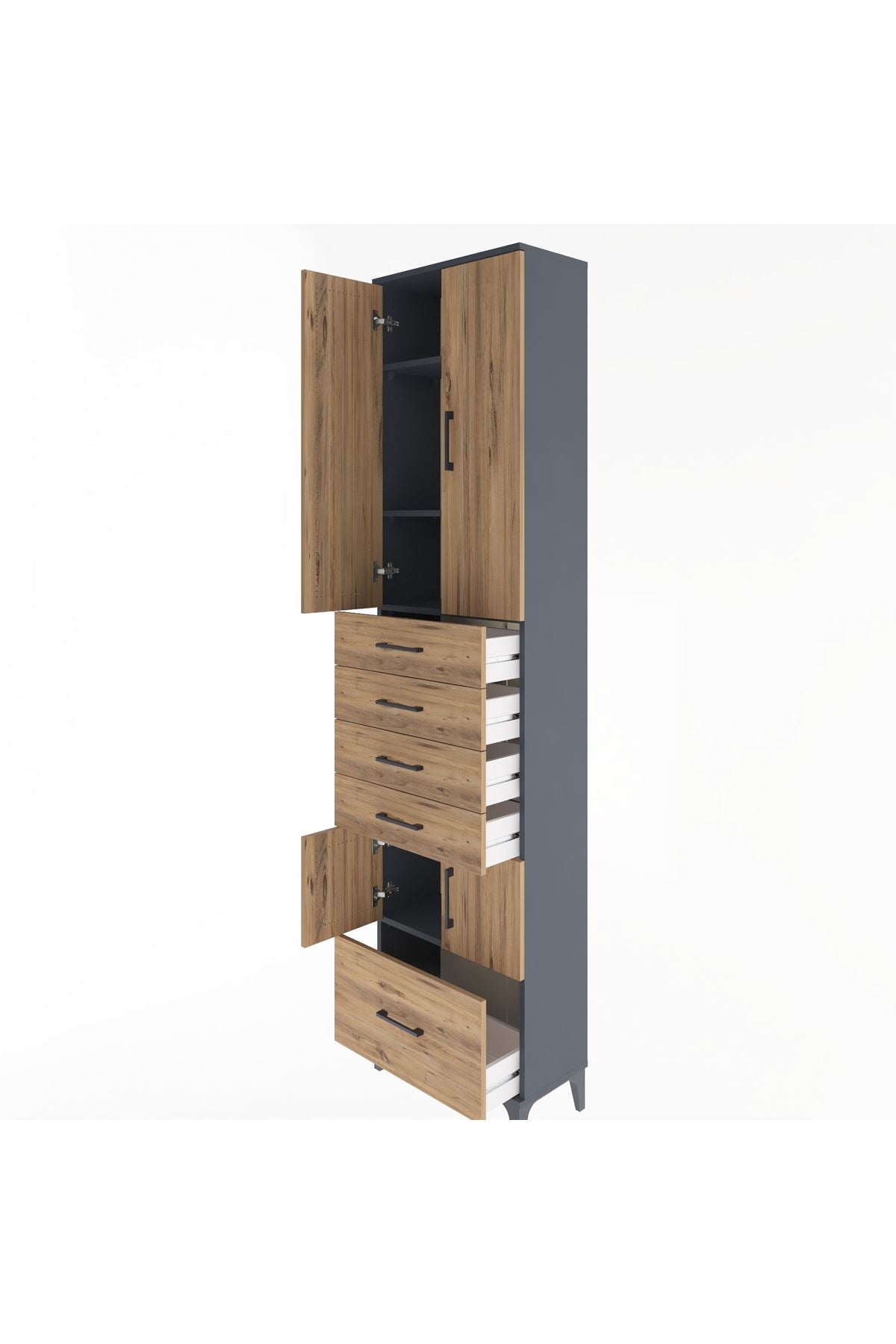 Arges Dolap 4 Raflı 5 Çekmeceli 4 Kapaklı 60x30x243 - S32M014V6A