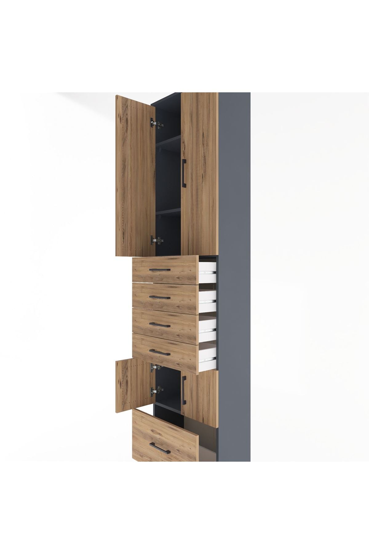 Arges Dolap 4 Raflı 5 Çekmeceli 4 Kapaklı 60x30x243 - S32M014V6A