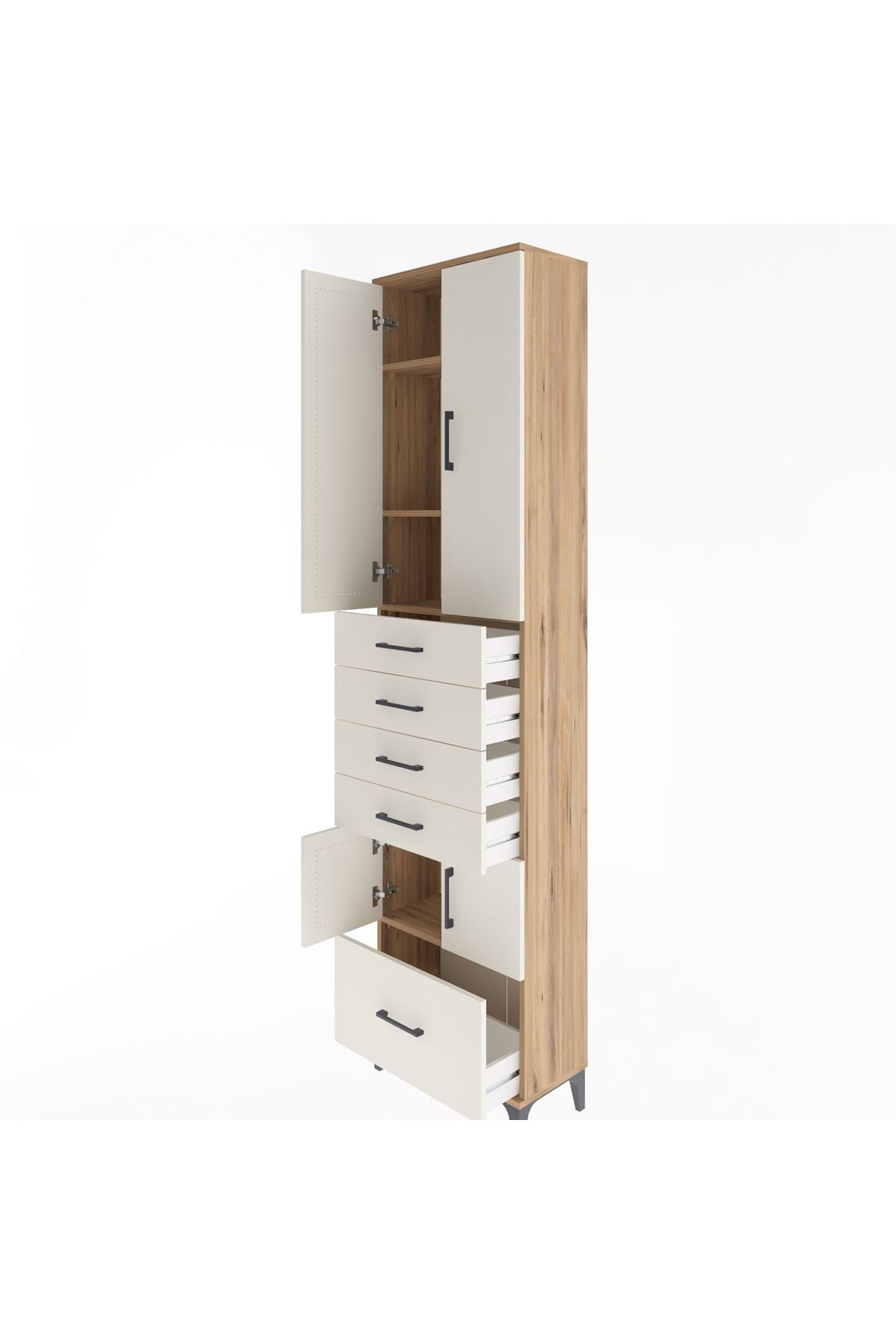 Arges Dolap 4 Raflı 5 Çekmeceli 4 Kapaklı 60x30x243 - S32M014V7A
