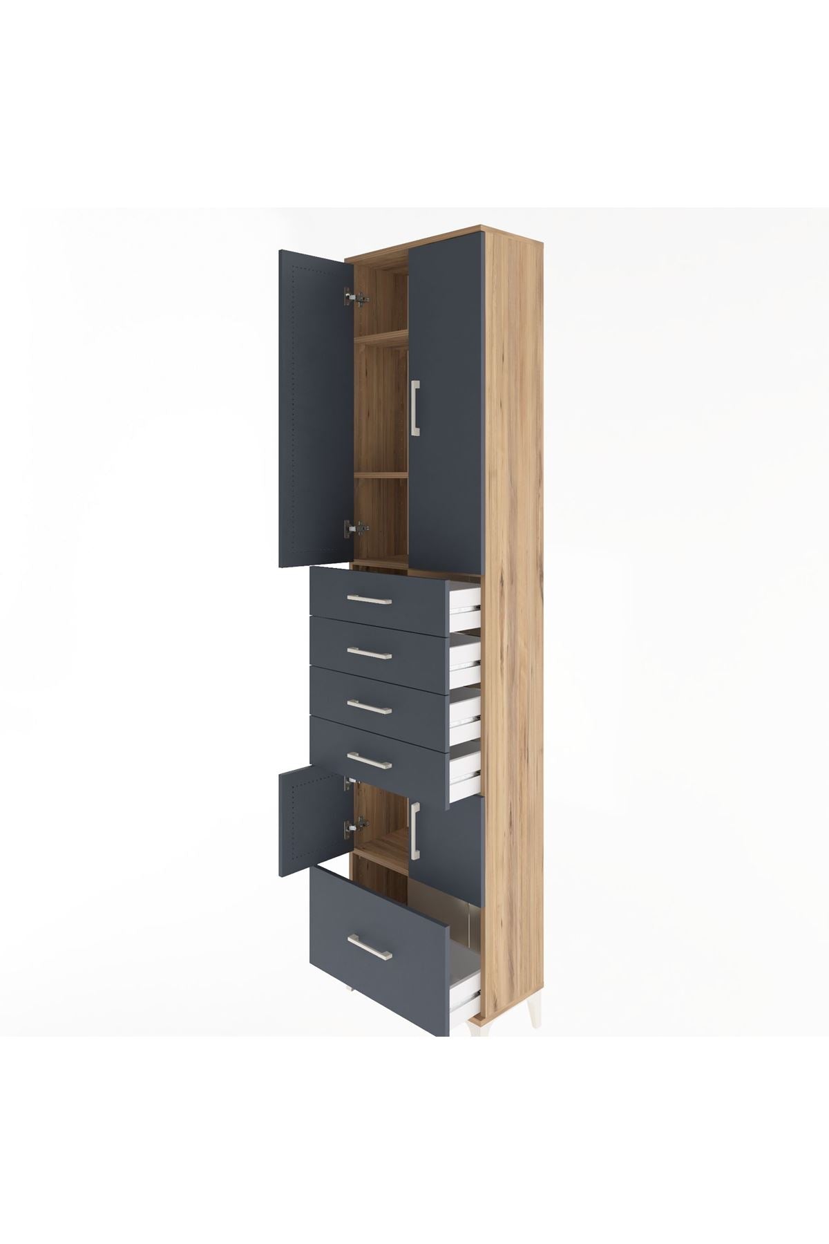 Arges Dolap 4 Raflı 5 Çekmeceli 4 Kapaklı 60x30x243 - S32M014V8A