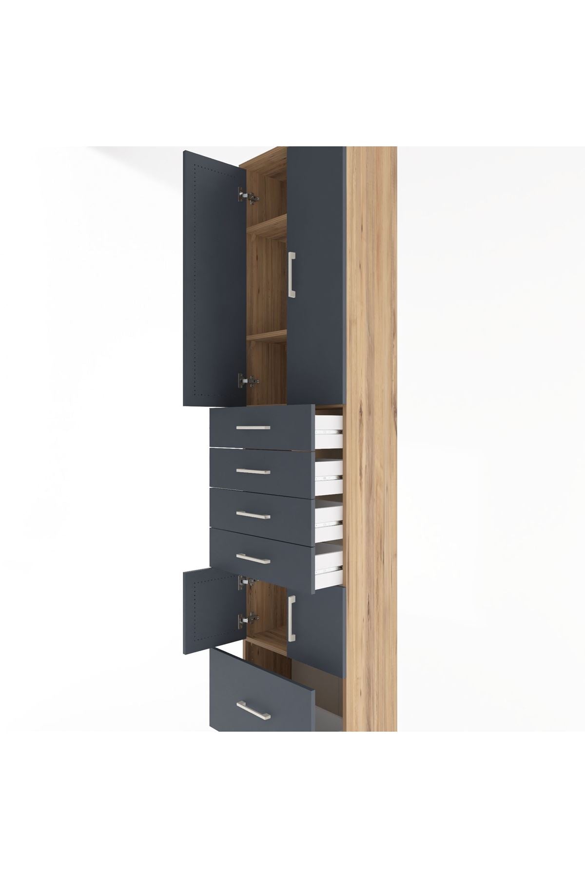 Arges Dolap 4 Raflı 5 Çekmeceli 4 Kapaklı 60x30x243 - S32M014V8A