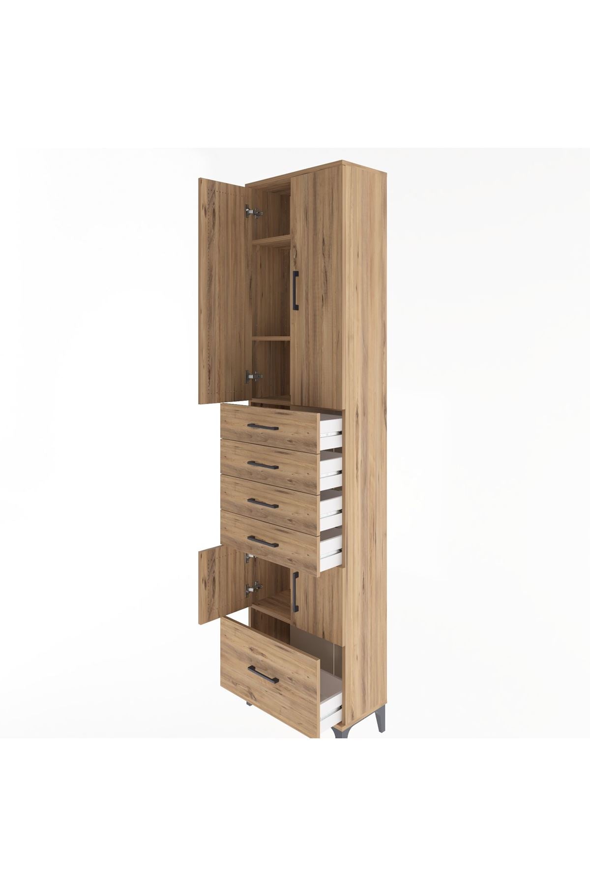 Arges Dolap 4 Raflı 5 Çekmeceli 4 Kapaklı 60x30x243 - S32M014V9A