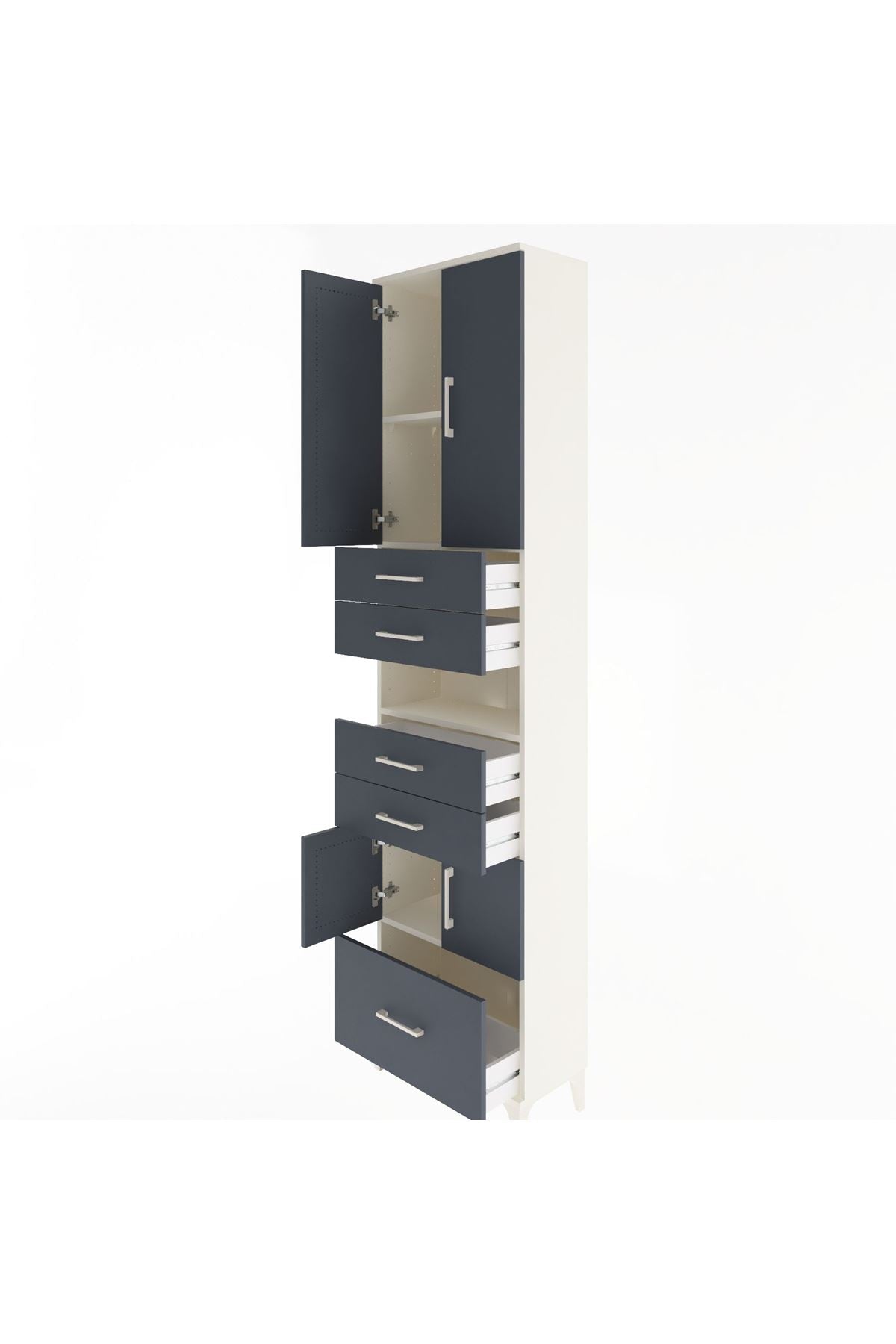Arges Dolap 4 Raflı 5 Çekmeceli 4 Kapaklı 60x30x243 - S32M015V2A