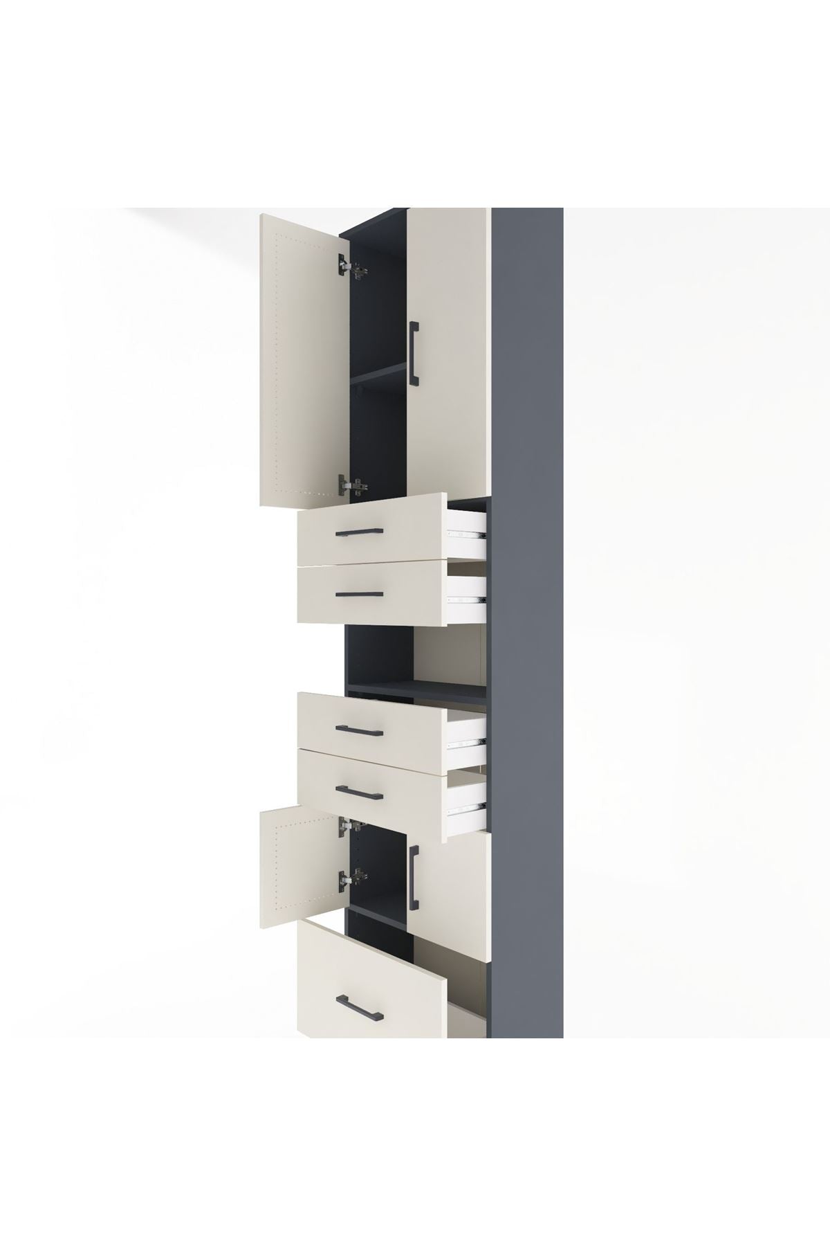 Arges Dolap 4 Raflı 5 Çekmeceli 4 Kapaklı 60x30x243 - S32M015V4A