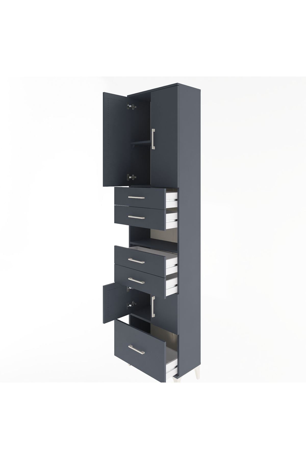 Arges Dolap 4 Raflı 5 Çekmeceli 4 Kapaklı 60x30x243 - S32M015V5A