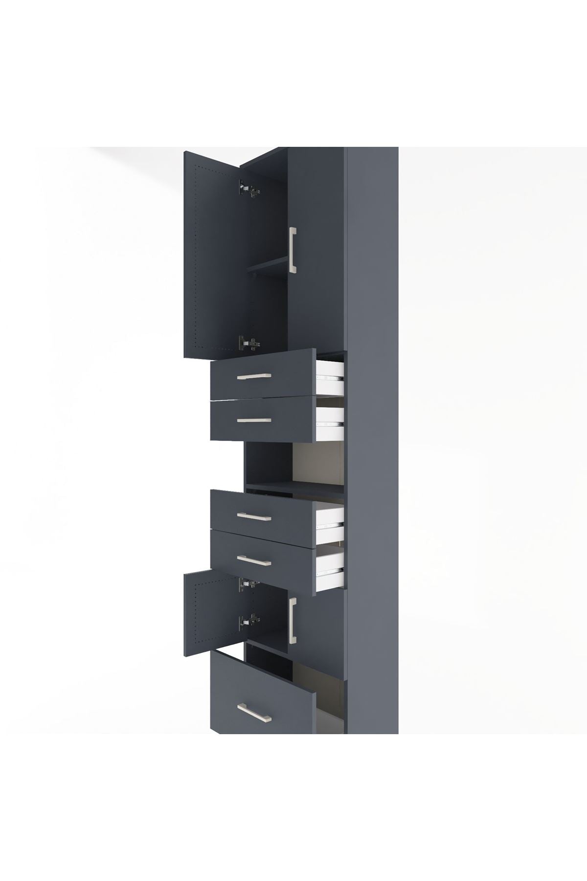 Arges Dolap 4 Raflı 5 Çekmeceli 4 Kapaklı 60x30x243 - S32M015V5A