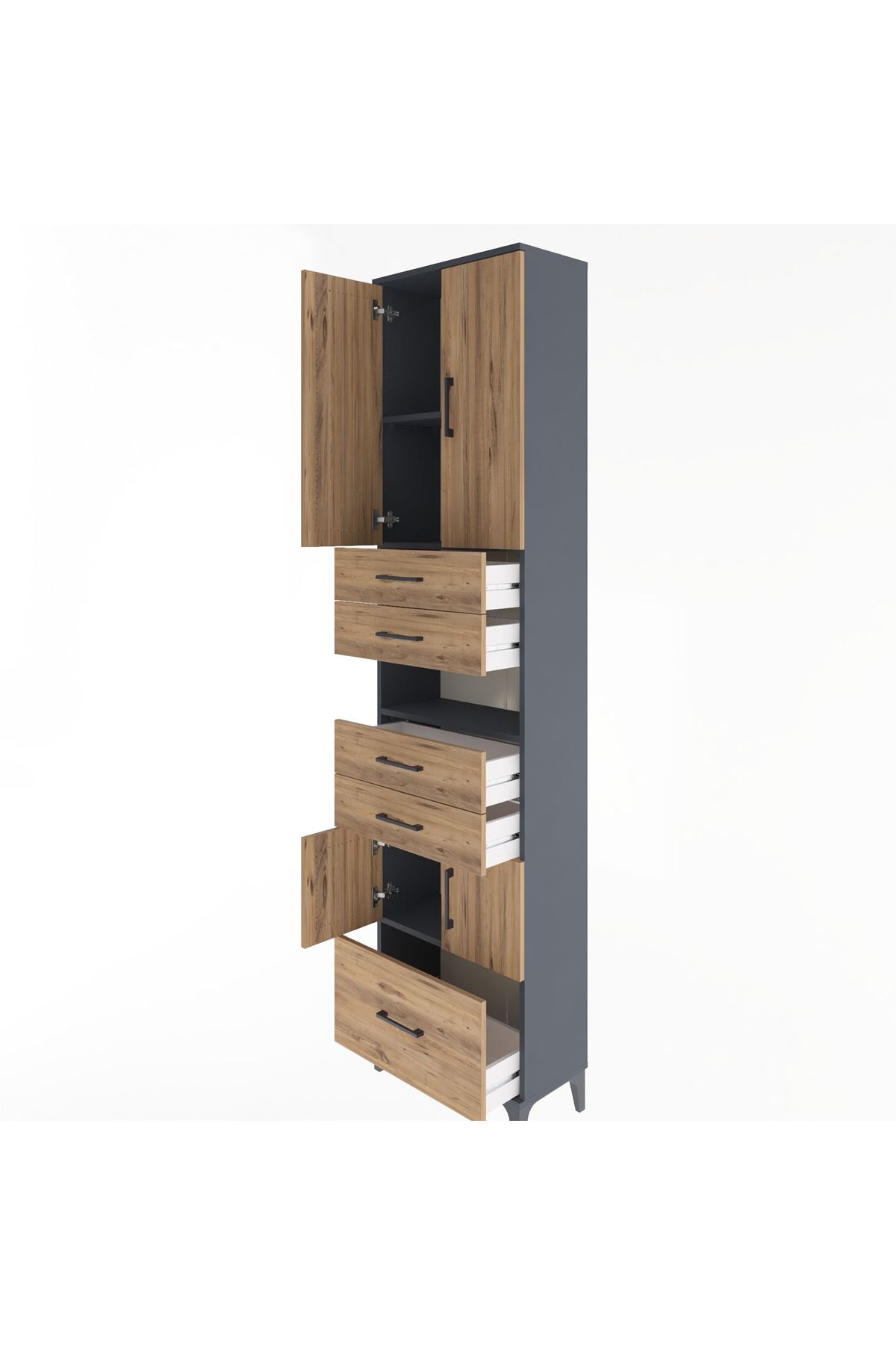 Arges Dolap 4 Raflı 5 Çekmeceli 4 Kapaklı 60x30x243 - S32M015V6A