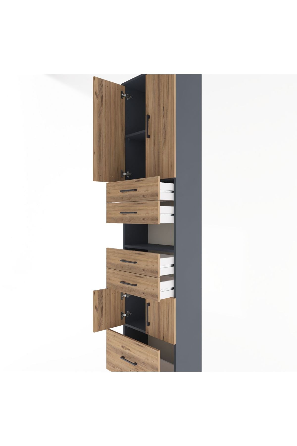 Arges Dolap 4 Raflı 5 Çekmeceli 4 Kapaklı 60x30x243 - S32M015V6A