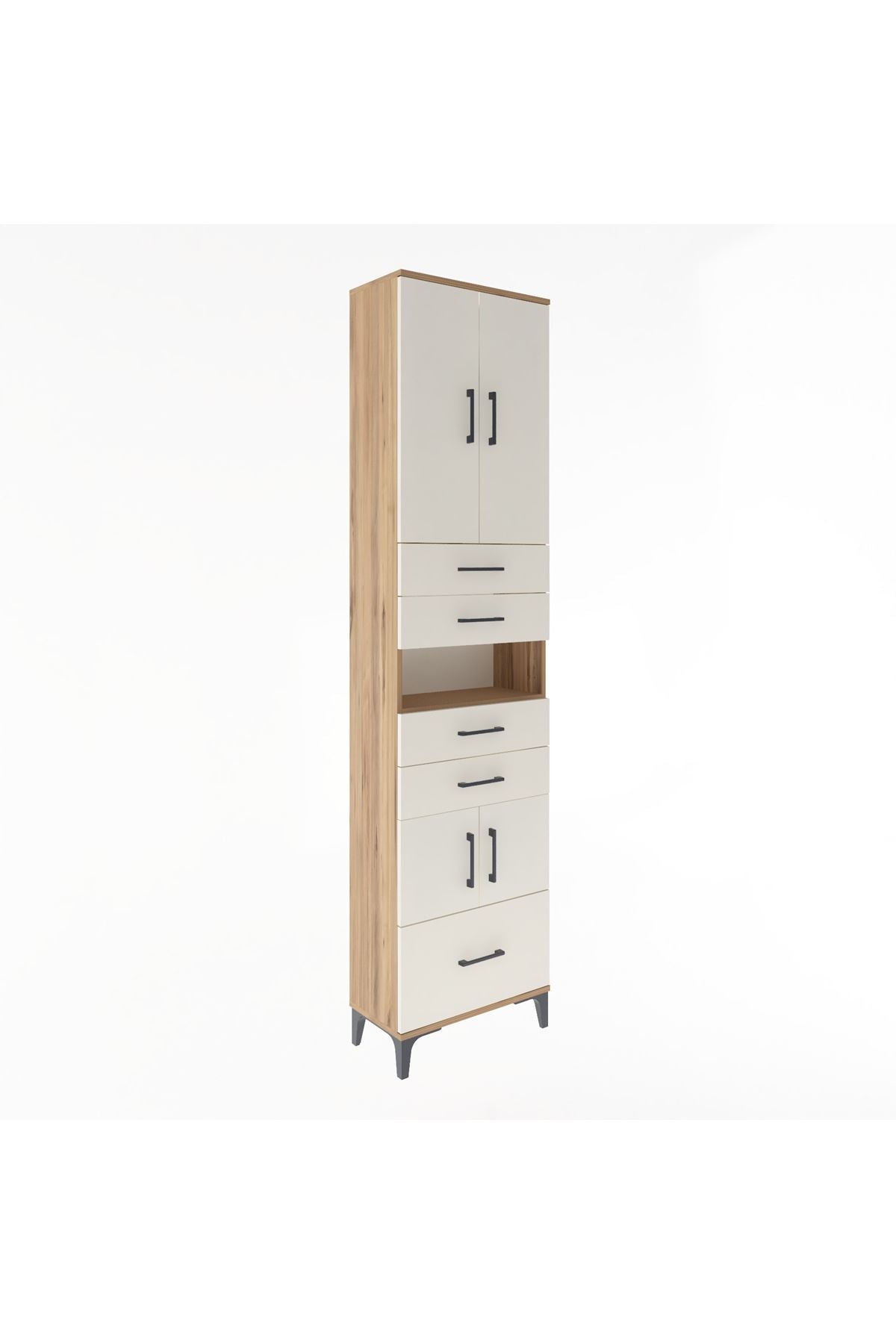 Arges Dolap 4 Raflı 5 Çekmeceli 4 Kapaklı 60x30x243 - S32M015V7A