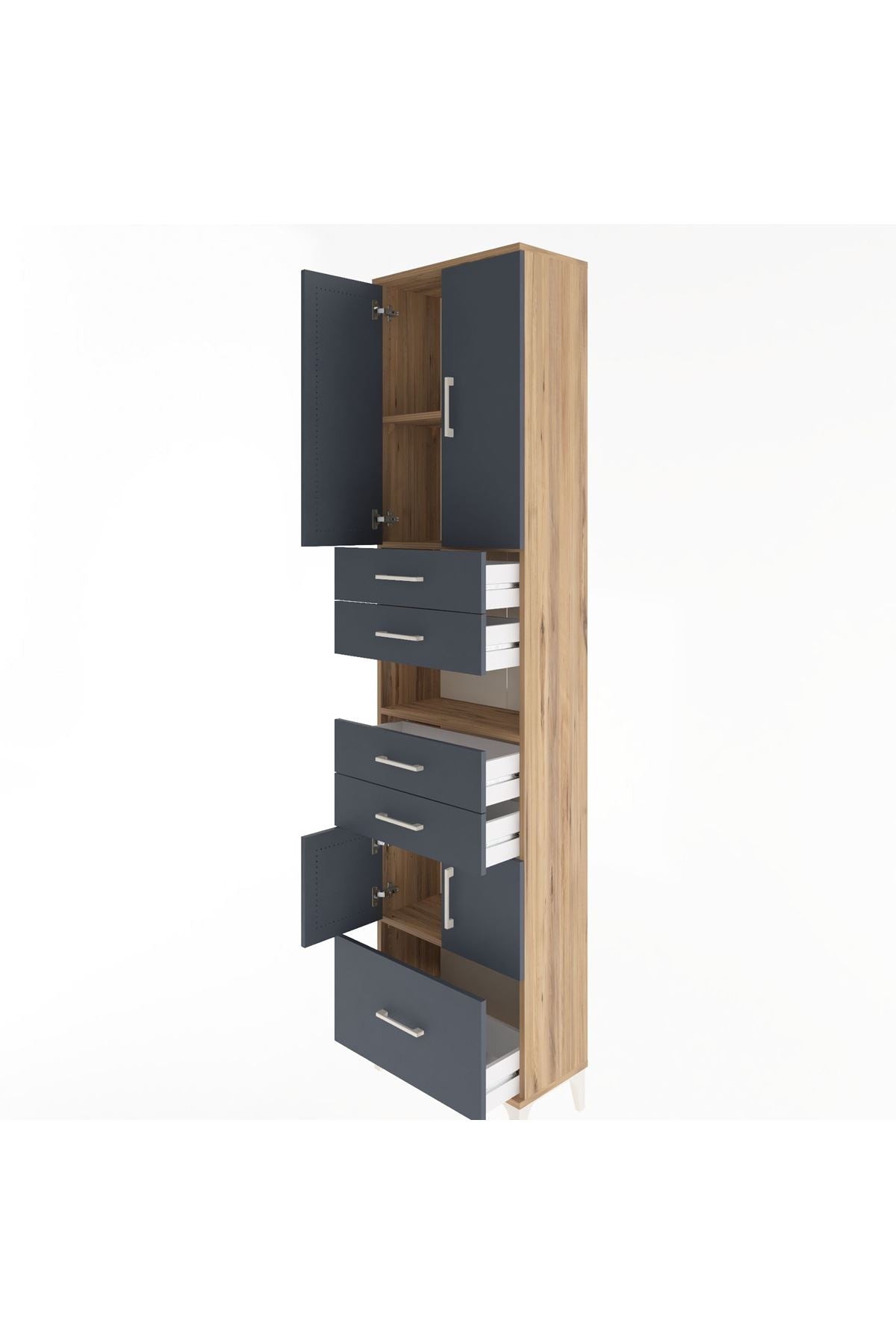 Arges Dolap 4 Raflı 5 Çekmeceli 4 Kapaklı 60x30x243 - S32M015V8A