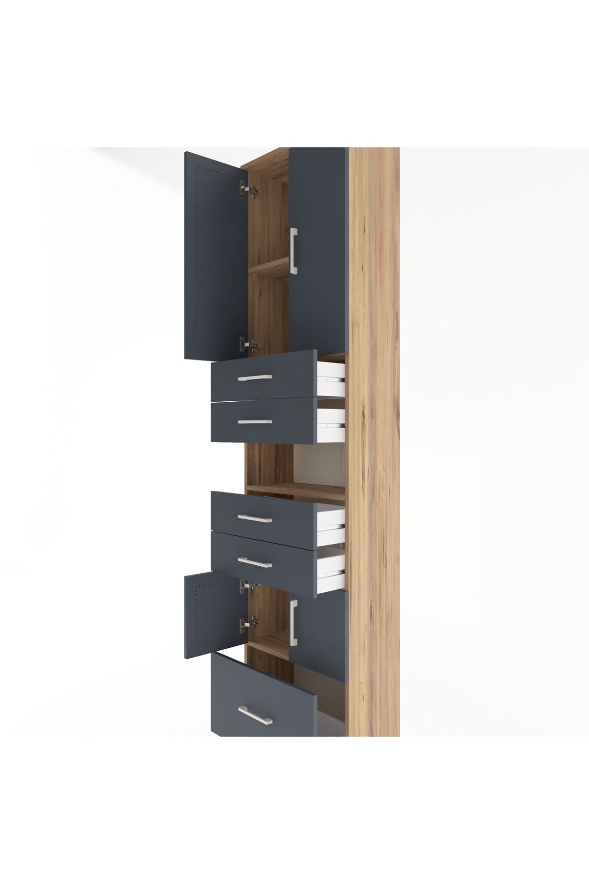 Arges Dolap 4 Raflı 5 Çekmeceli 4 Kapaklı 60x30x243 - S32M015V8A
