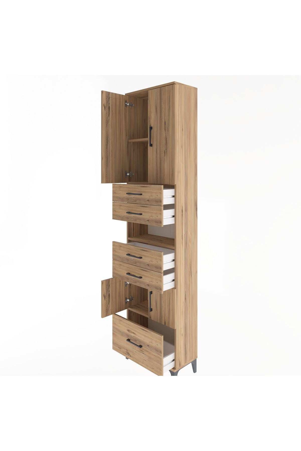 Arges Dolap 4 Raflı 5 Çekmeceli 4 Kapaklı 60x30x243 - S32M015V9A