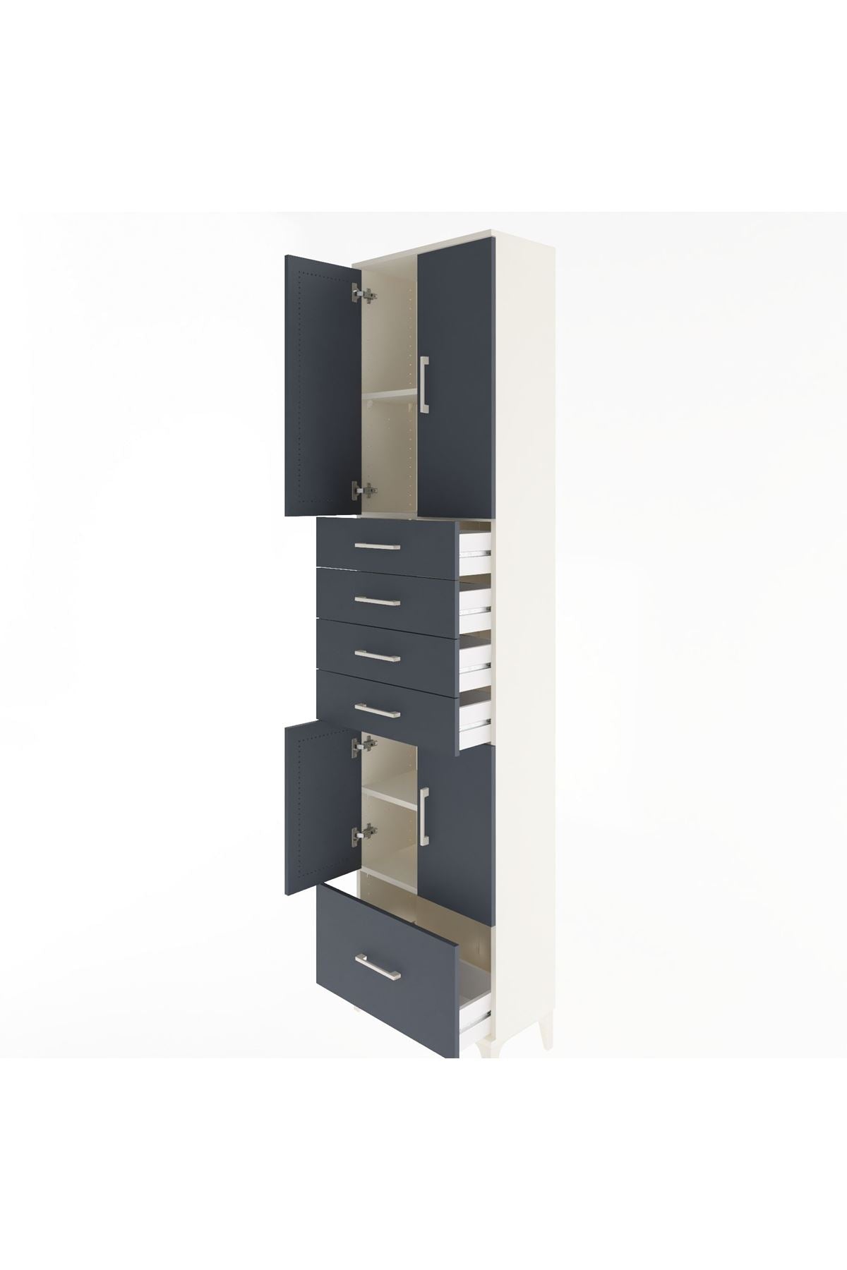 Arges Dolap 4 Raflı 5 Çekmeceli 4 Kapaklı 60x30x243 - S32M016V2A