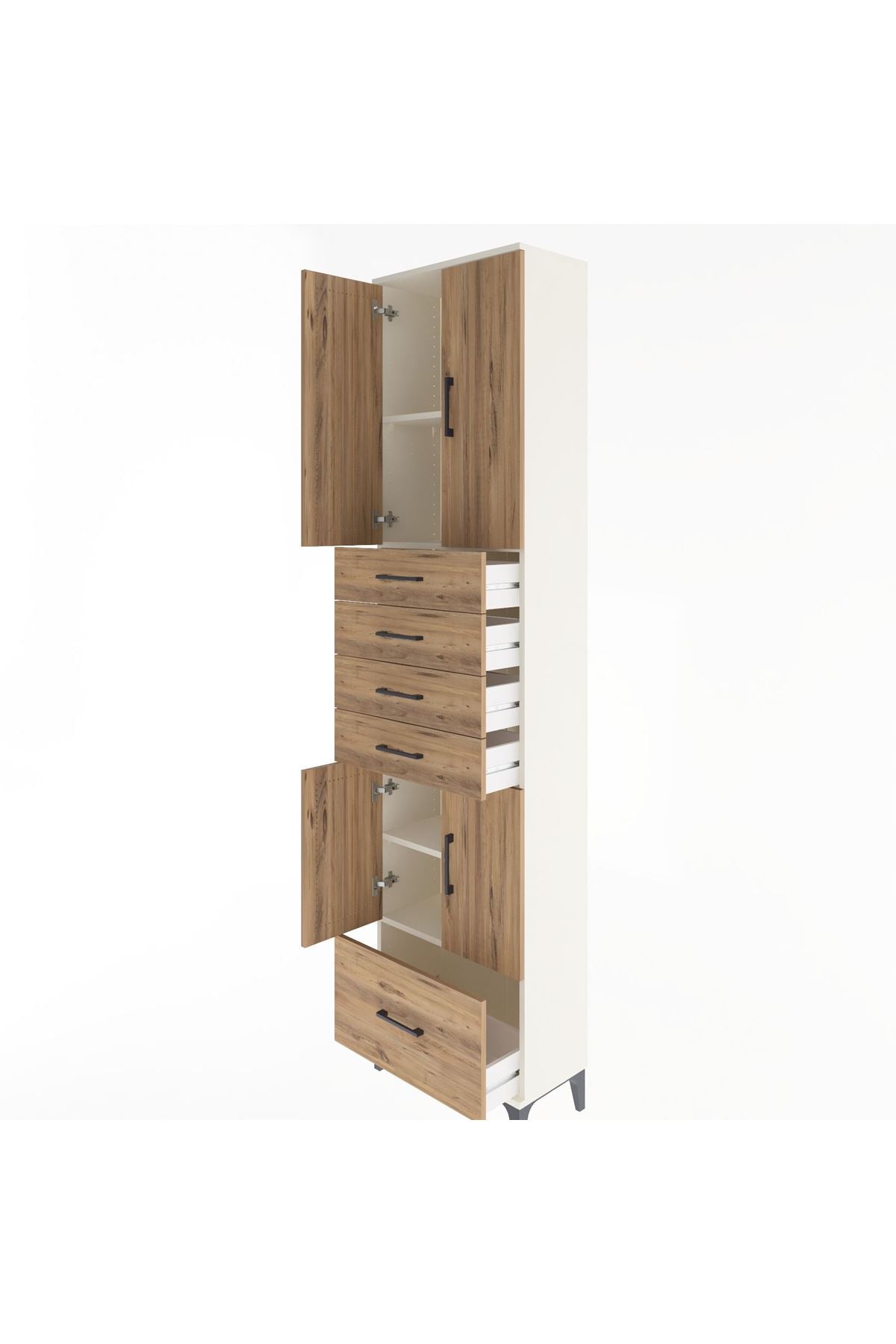 Arges Dolap 4 Raflı 5 Çekmeceli 4 Kapaklı 60x30x243 - S32M016V3A
