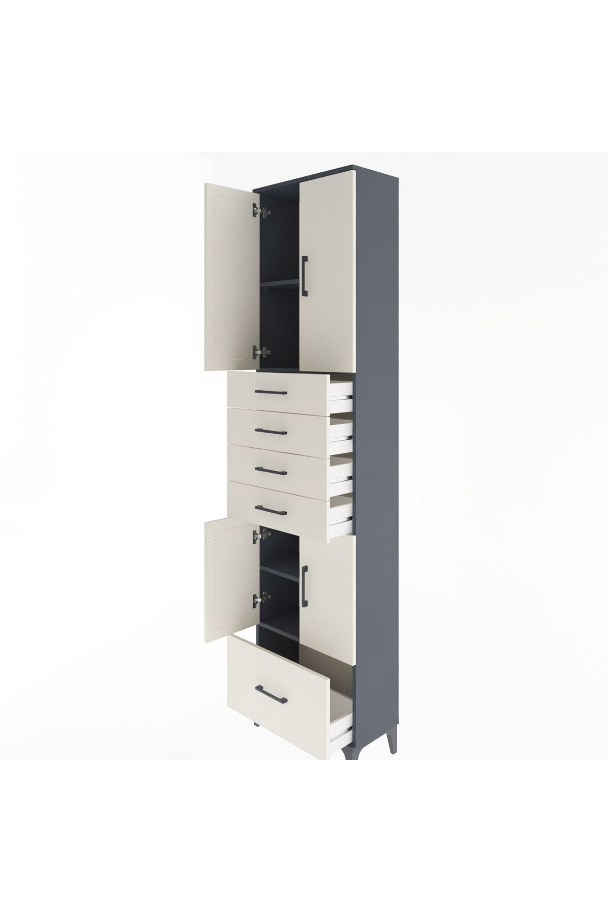 Arges Dolap 4 Raflı 5 Çekmeceli 4 Kapaklı 60x30x243 - S32M016V4A