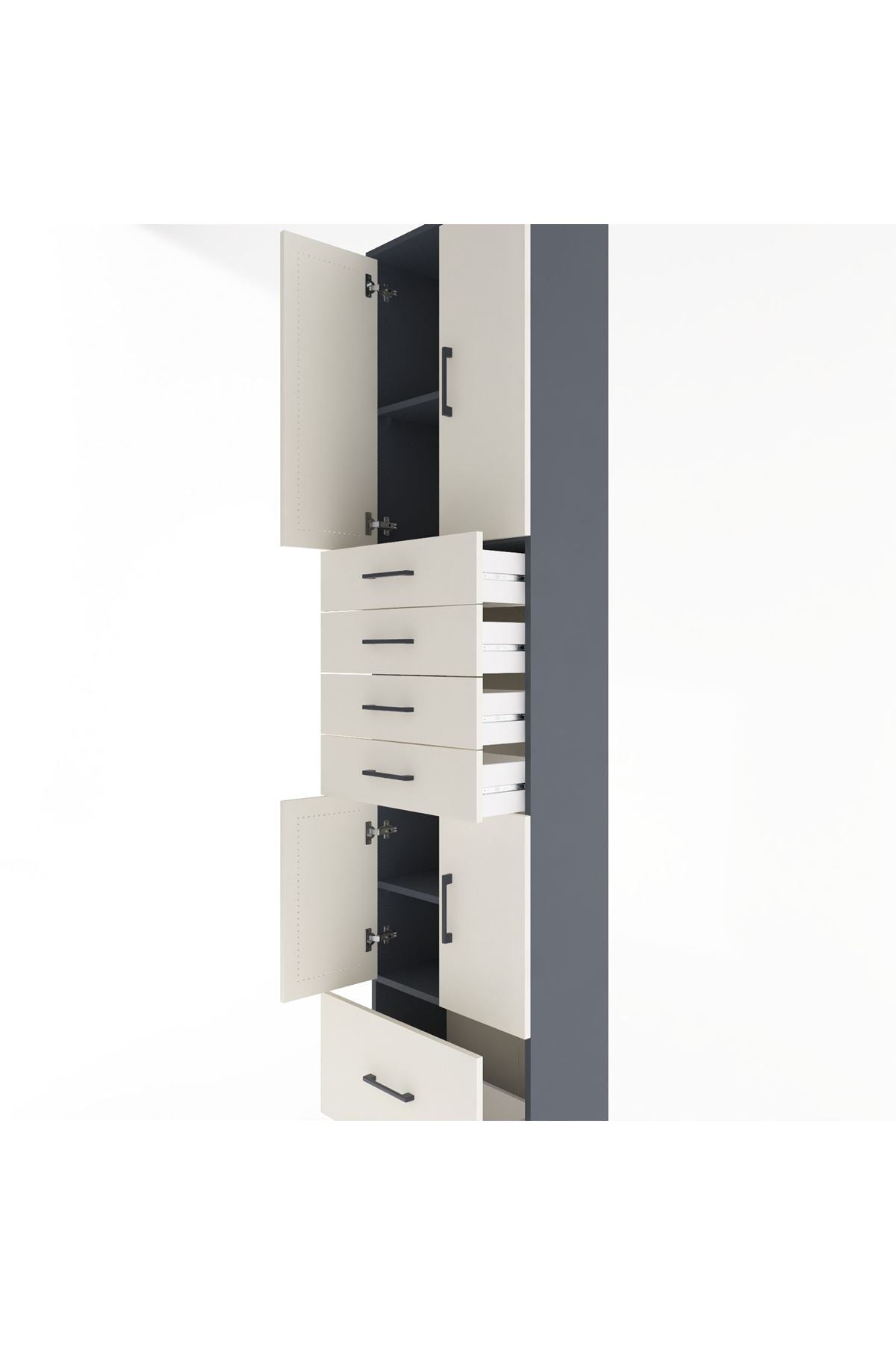 Arges Dolap 4 Raflı 5 Çekmeceli 4 Kapaklı 60x30x243 - S32M016V4A