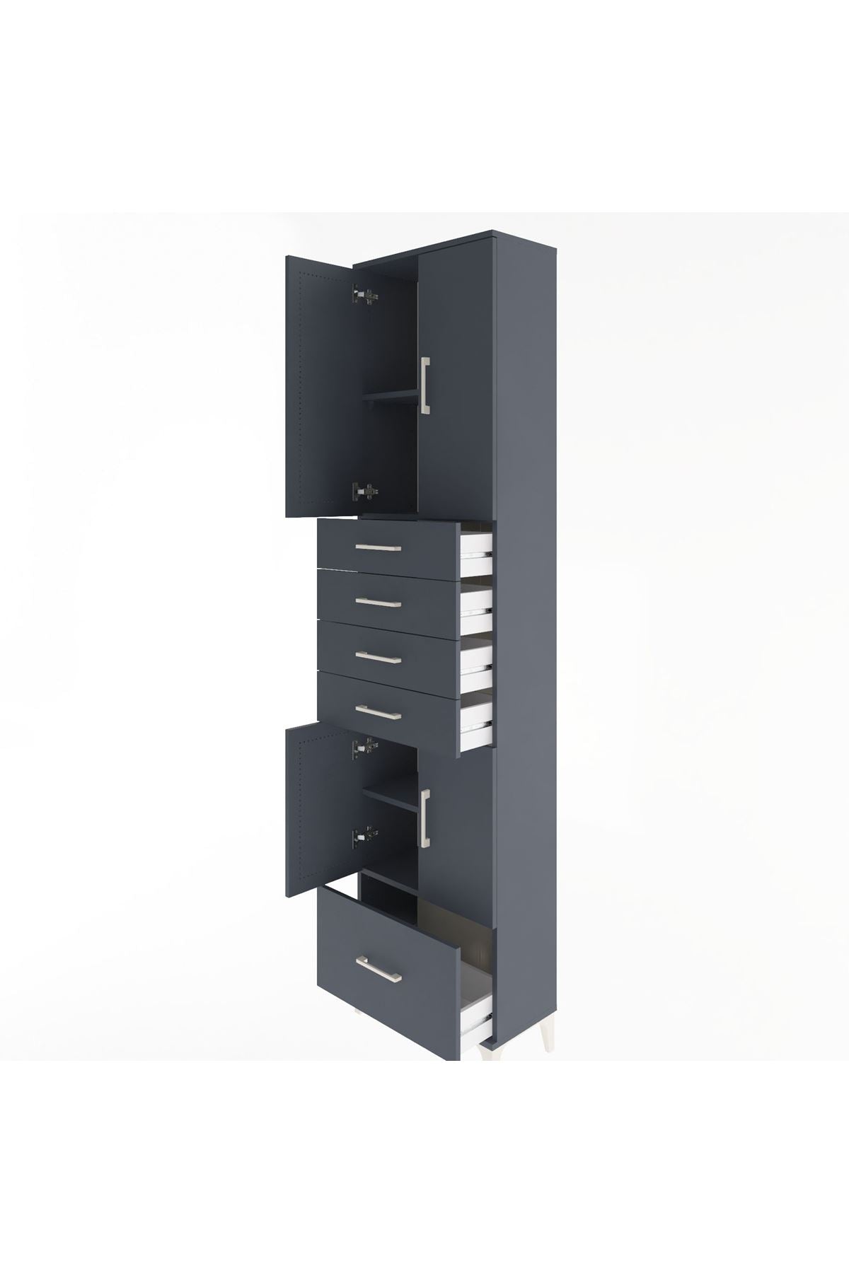 Arges Dolap 4 Raflı 5 Çekmeceli 4 Kapaklı 60x30x243 - S32M016V5A