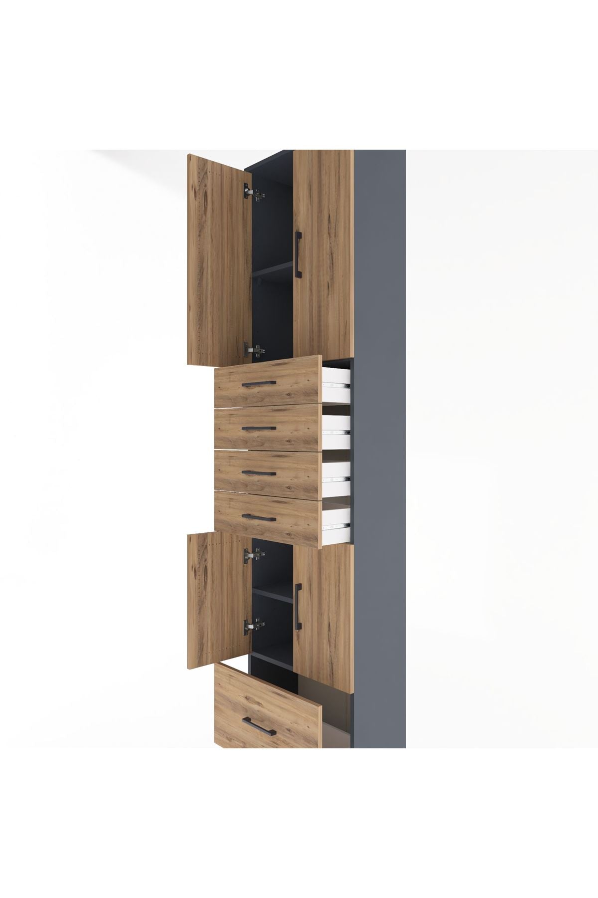 Arges Dolap 4 Raflı 5 Çekmeceli 4 Kapaklı 60x30x243 - S32M016V6A