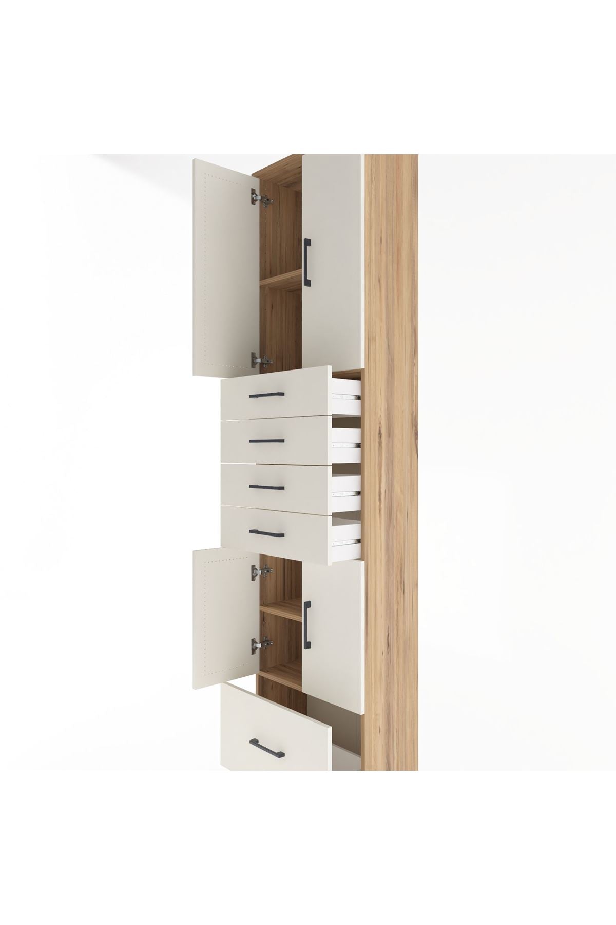 Arges Dolap 4 Raflı 5 Çekmeceli 4 Kapaklı 60x30x243 - S32M016V7A