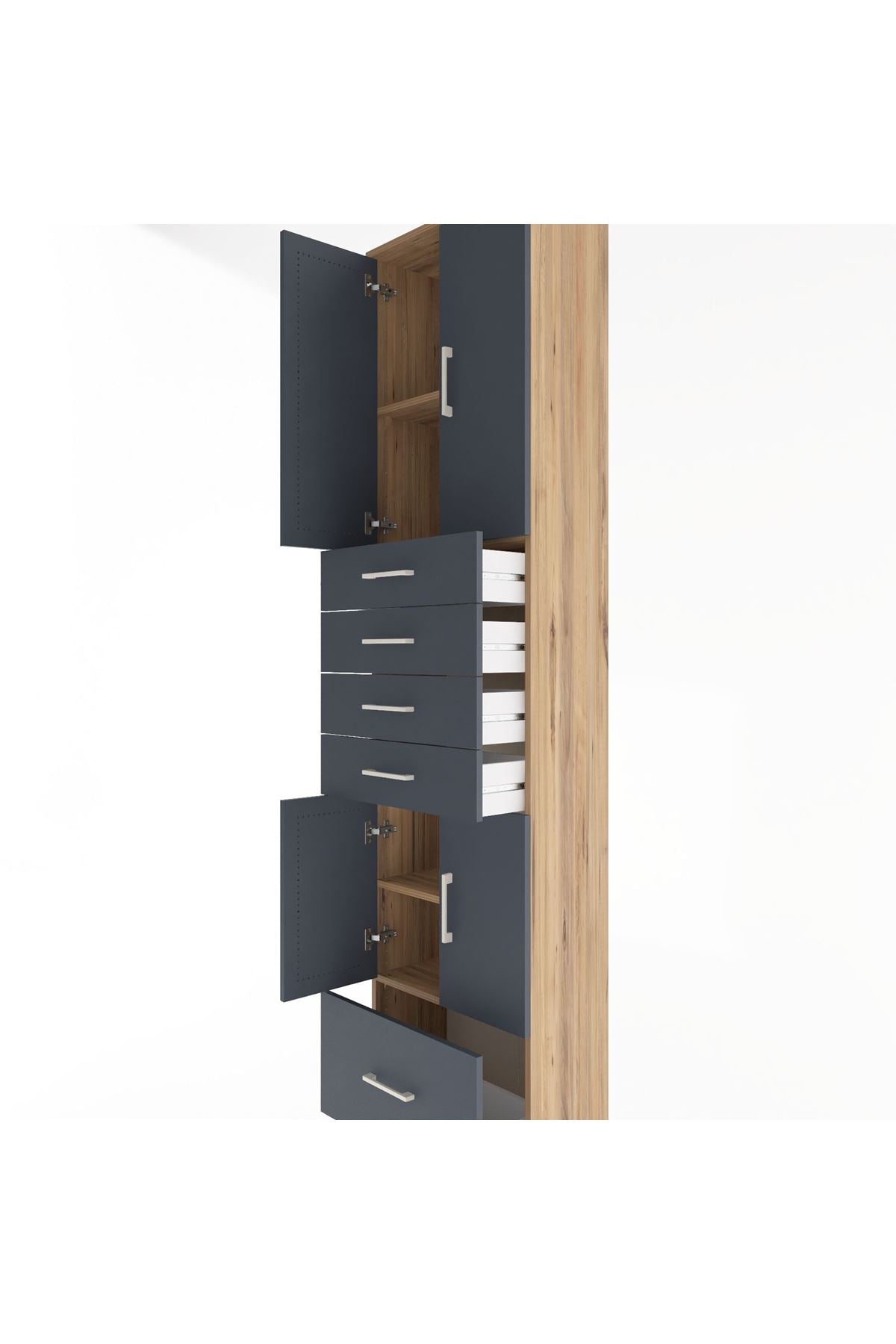 Arges Dolap 4 Raflı 5 Çekmeceli 4 Kapaklı 60x30x243 - S32M016V8A