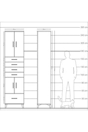 Arges Dolap 4 Raflı 5 Çekmeceli 4 Kapaklı 60x30x243 - S32M016V9A