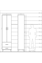 Arges Dolap 4 Raflı 2 Çekmeceli 2 Kapaklı 60x30x243 - S32M017V1A