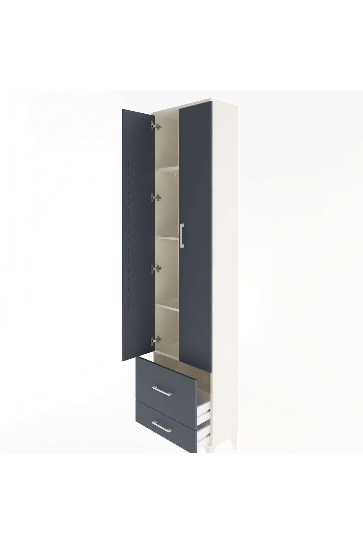 Arges Dolap 4 Raflı 2 Çekmeceli 2 Kapaklı 60x30x243 - S32M017V2A