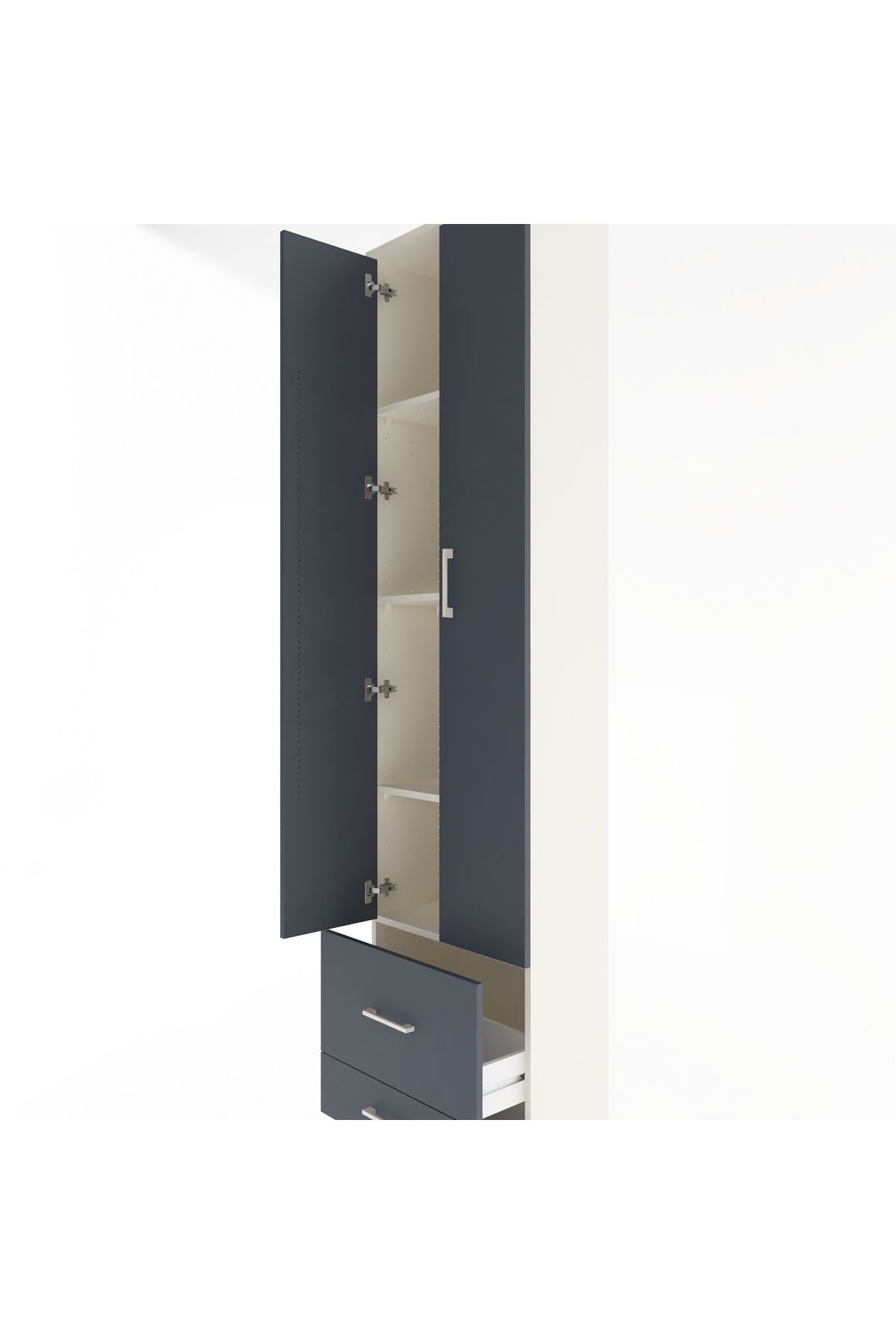 Arges Dolap 4 Raflı 2 Çekmeceli 2 Kapaklı 60x30x243 - S32M017V2A