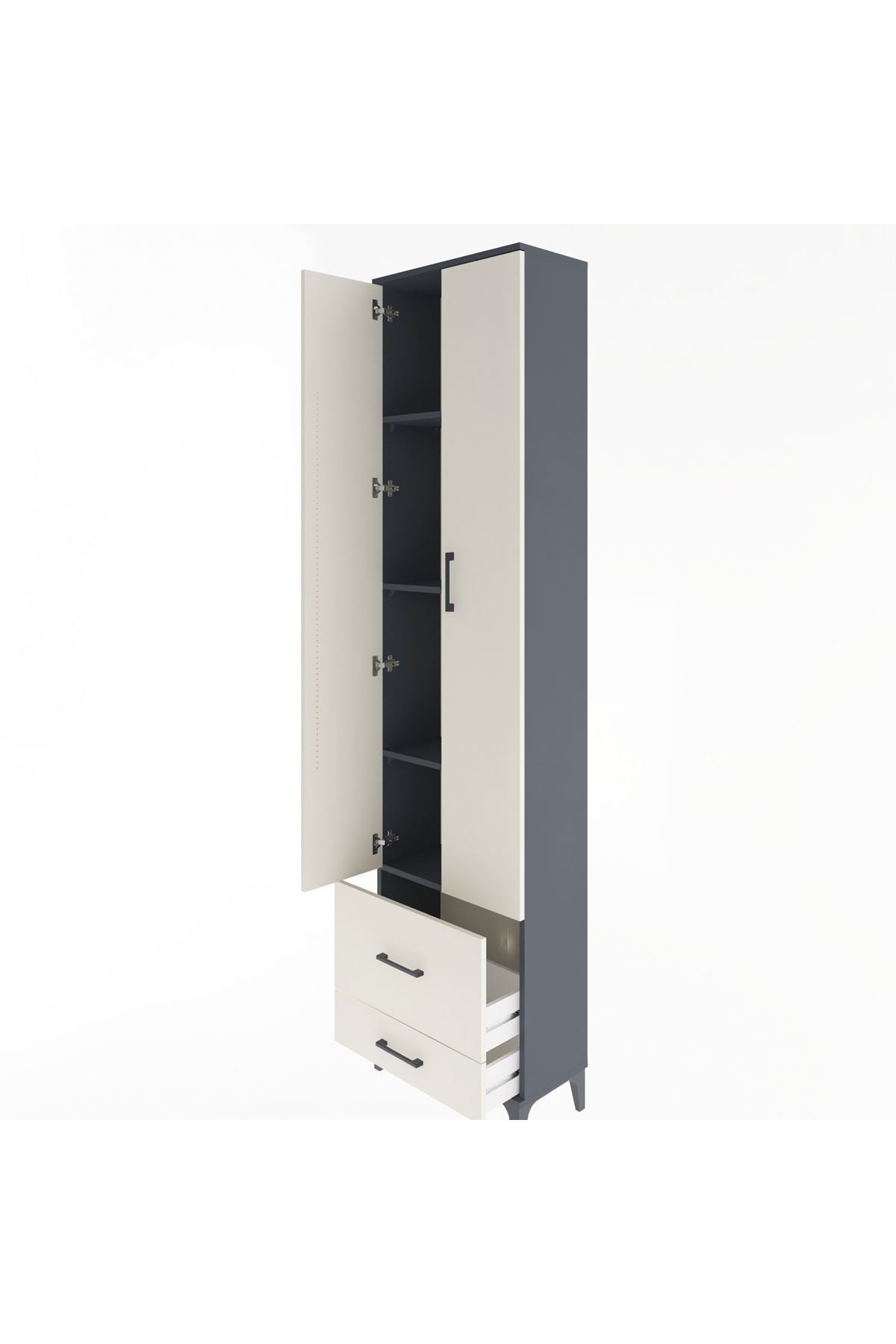Arges Dolap 4 Raflı 2 Çekmeceli 2 Kapaklı 60x30x243 - S32M017V4A