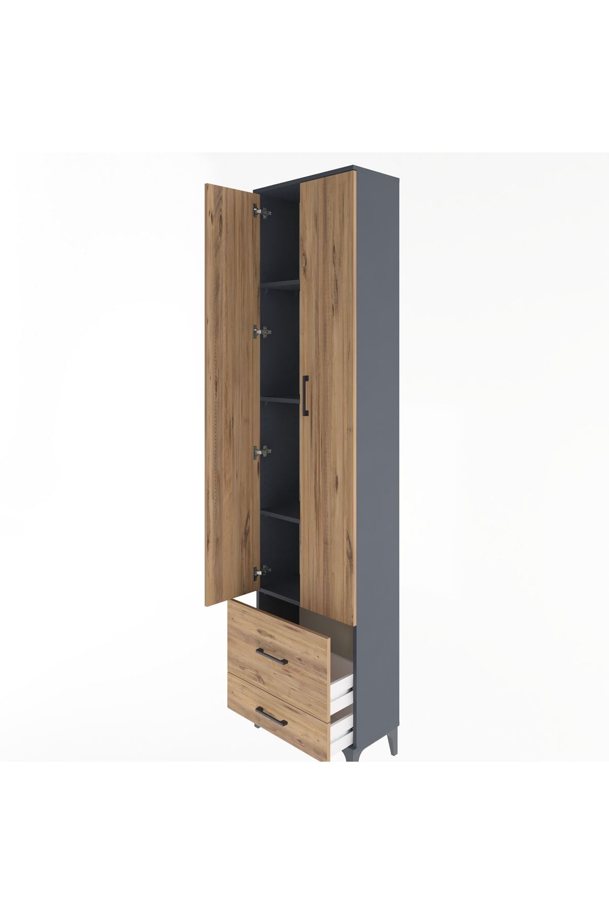 Arges Dolap 4 Raflı 2 Çekmeceli 2 Kapaklı 60x30x243 - S32M017V6A