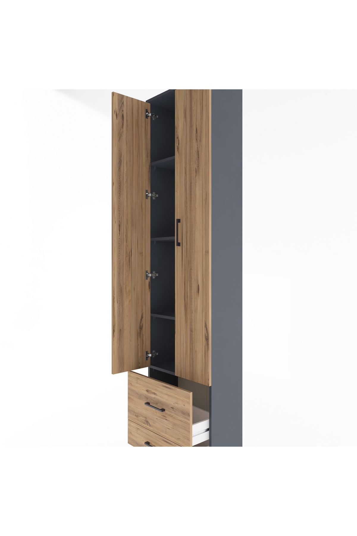 Arges Dolap 4 Raflı 2 Çekmeceli 2 Kapaklı 60x30x243 - S32M017V6A