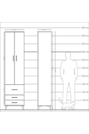 Arges Dolap 4 Raflı 3 Çekmeceli 2 Kapaklı 60x30x243 - S32M018V1A