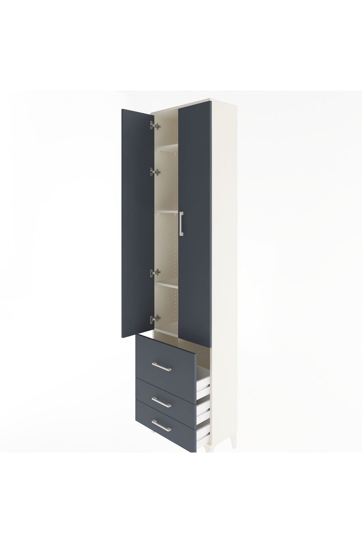 Arges Dolap 4 Raflı 3 Çekmeceli 2 Kapaklı 60x30x243 - S32M018V2A