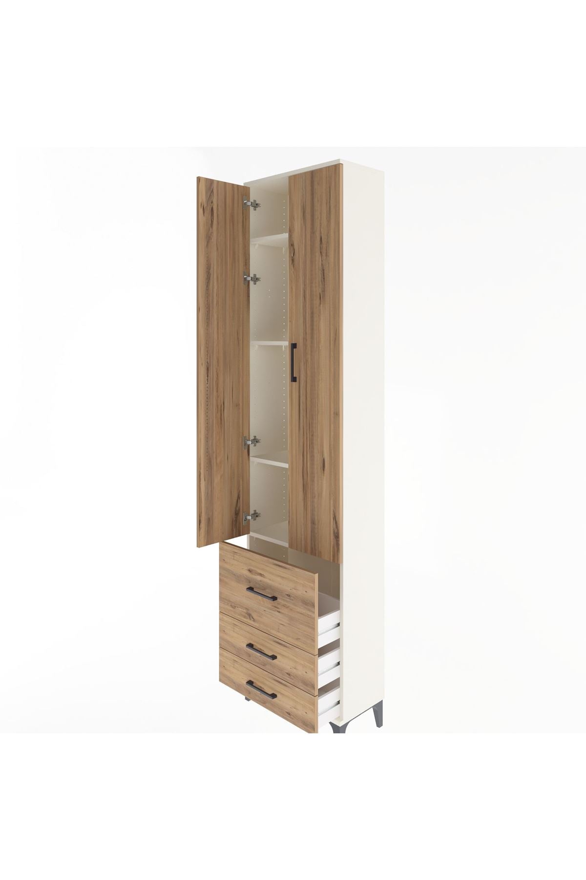 Arges Dolap 4 Raflı 3 Çekmeceli 2 Kapaklı 60x30x243 - S32M018V3A