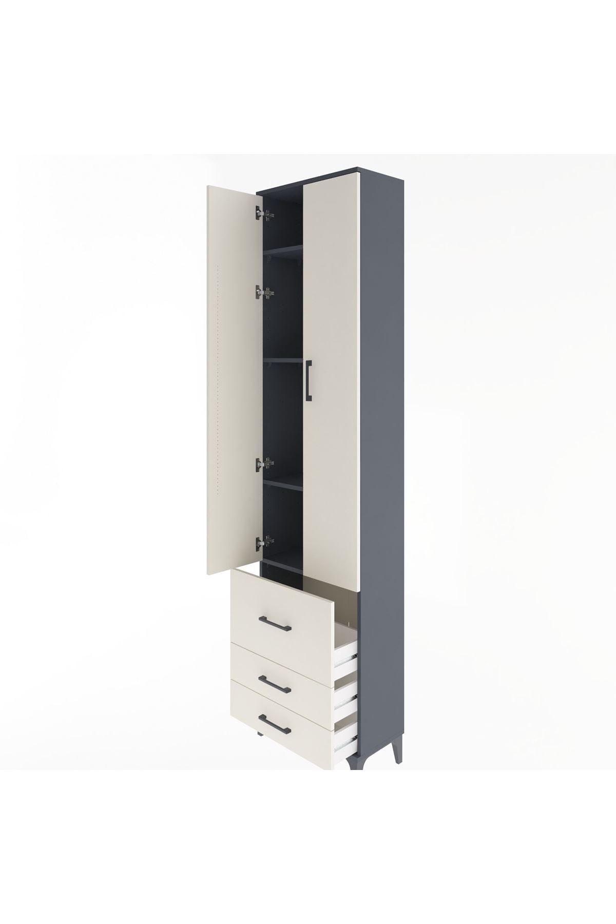 Arges Dolap 4 Raflı 3 Çekmeceli 2 Kapaklı 60x30x243 - S32M018V4A