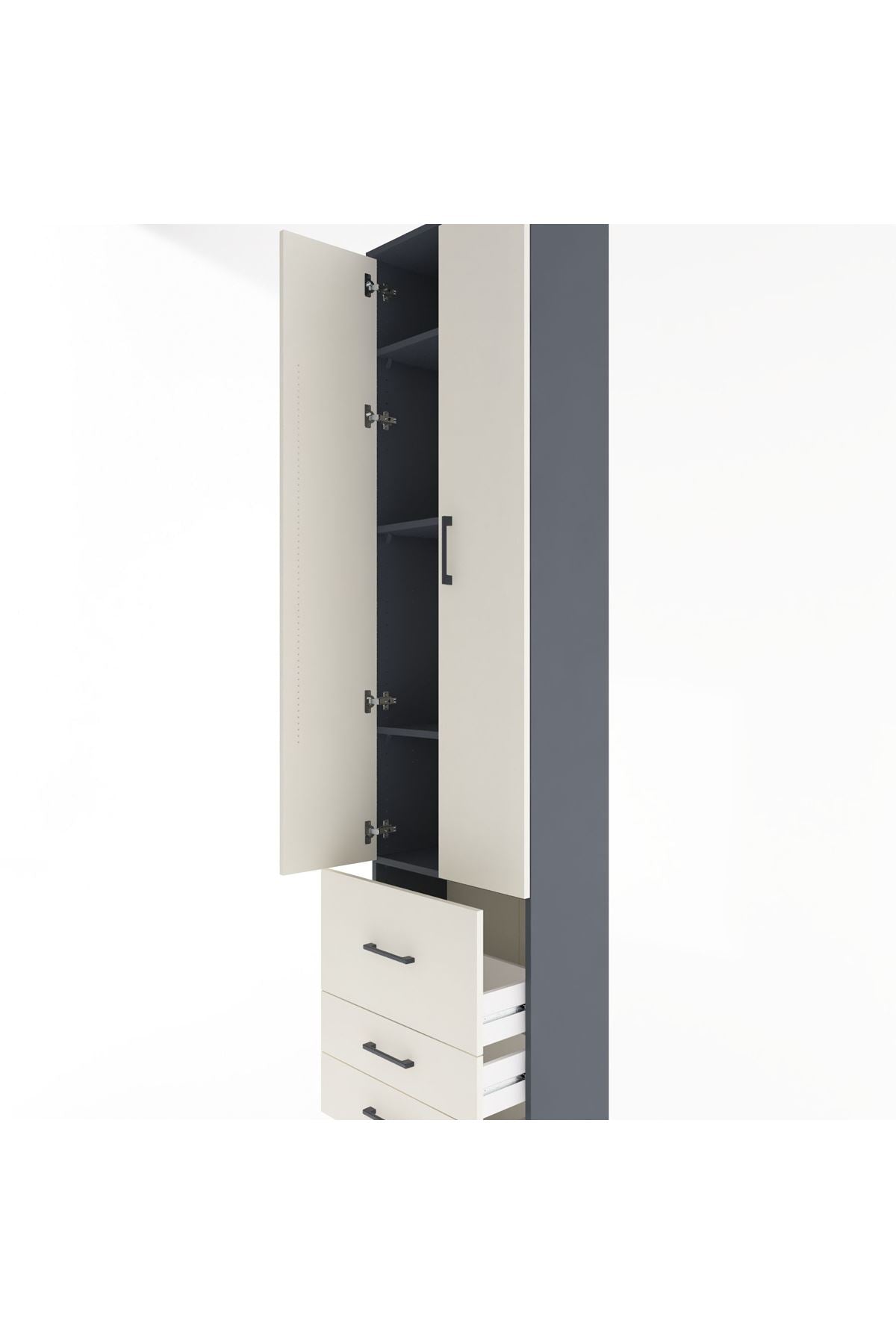 Arges Dolap 4 Raflı 3 Çekmeceli 2 Kapaklı 60x30x243 - S32M018V4A