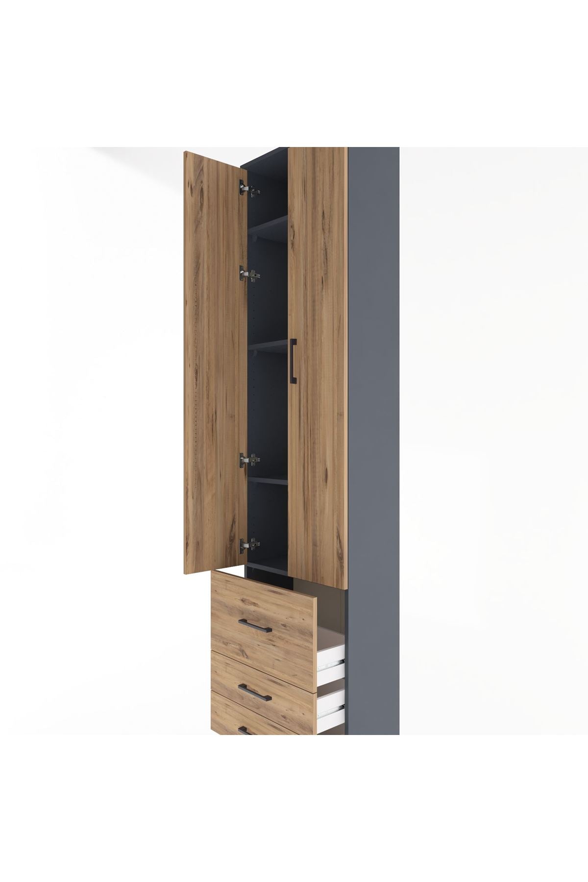 Arges Dolap 4 Raflı 3 Çekmeceli 2 Kapaklı 60x30x243 - S32M018V6A