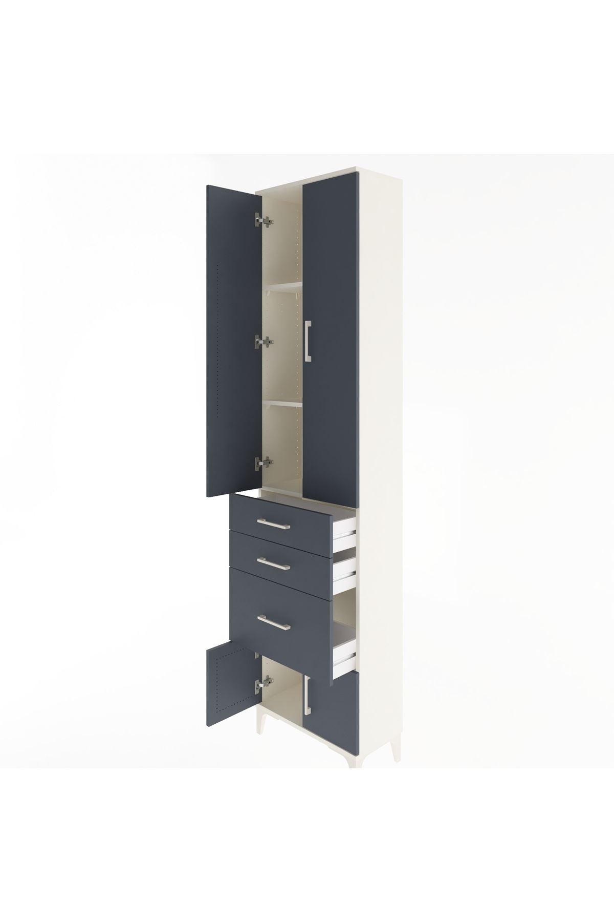 Arges Dolap 3 Raflı 3 Çekmeceli 4 Kapaklı 60x30x243 - S32M019V2A
