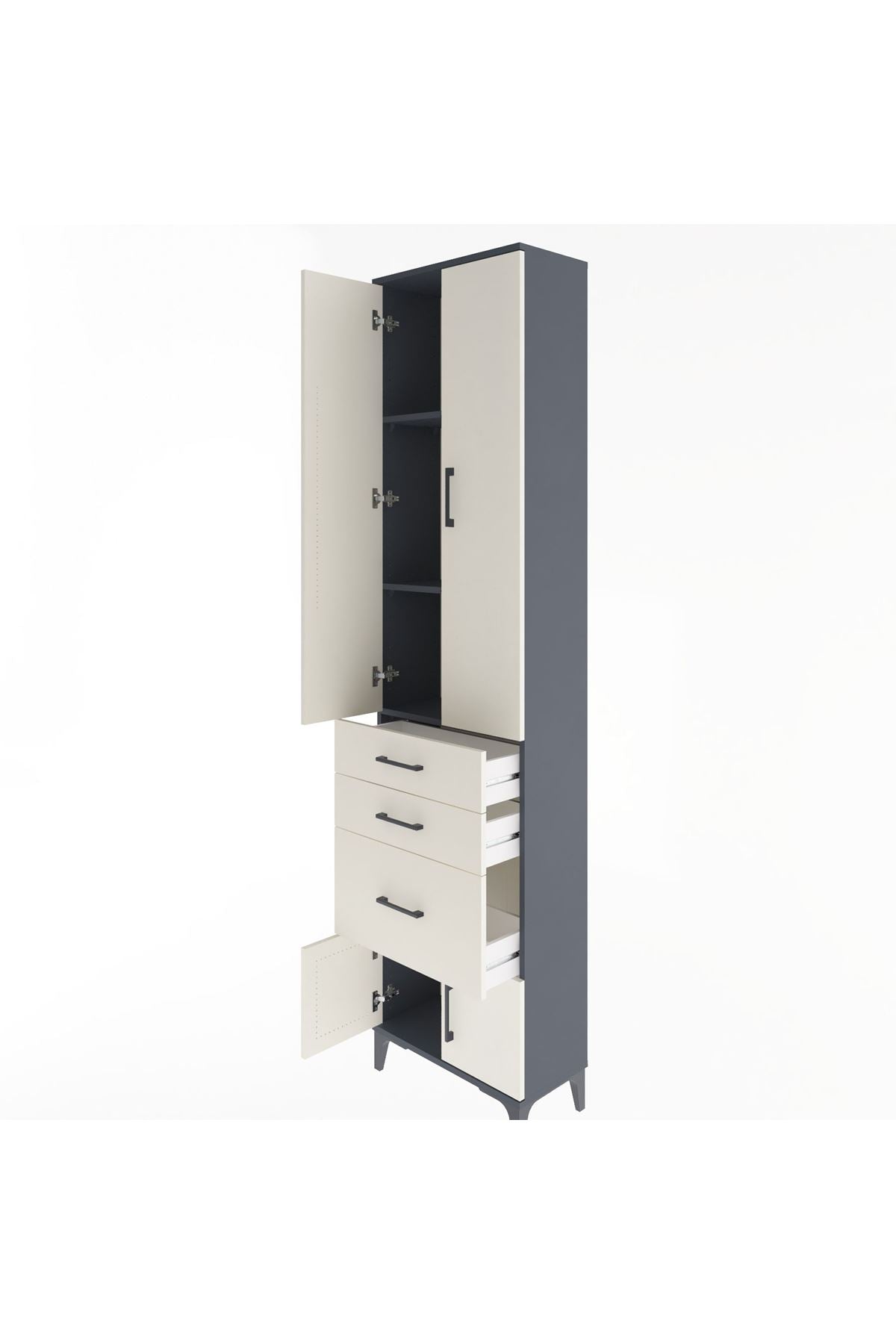 Arges Dolap 3 Raflı 3 Çekmeceli 4 Kapaklı 60x30x243 - S32M019V4A