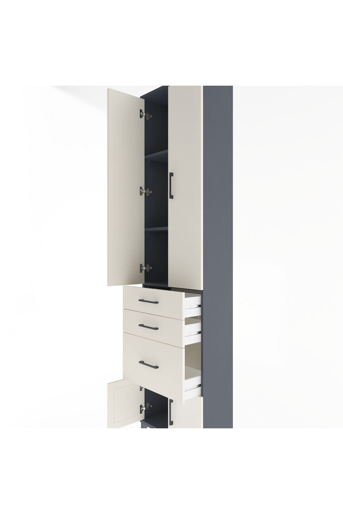 Arges Dolap 3 Raflı 3 Çekmeceli 4 Kapaklı 60x30x243 - S32M019V4A