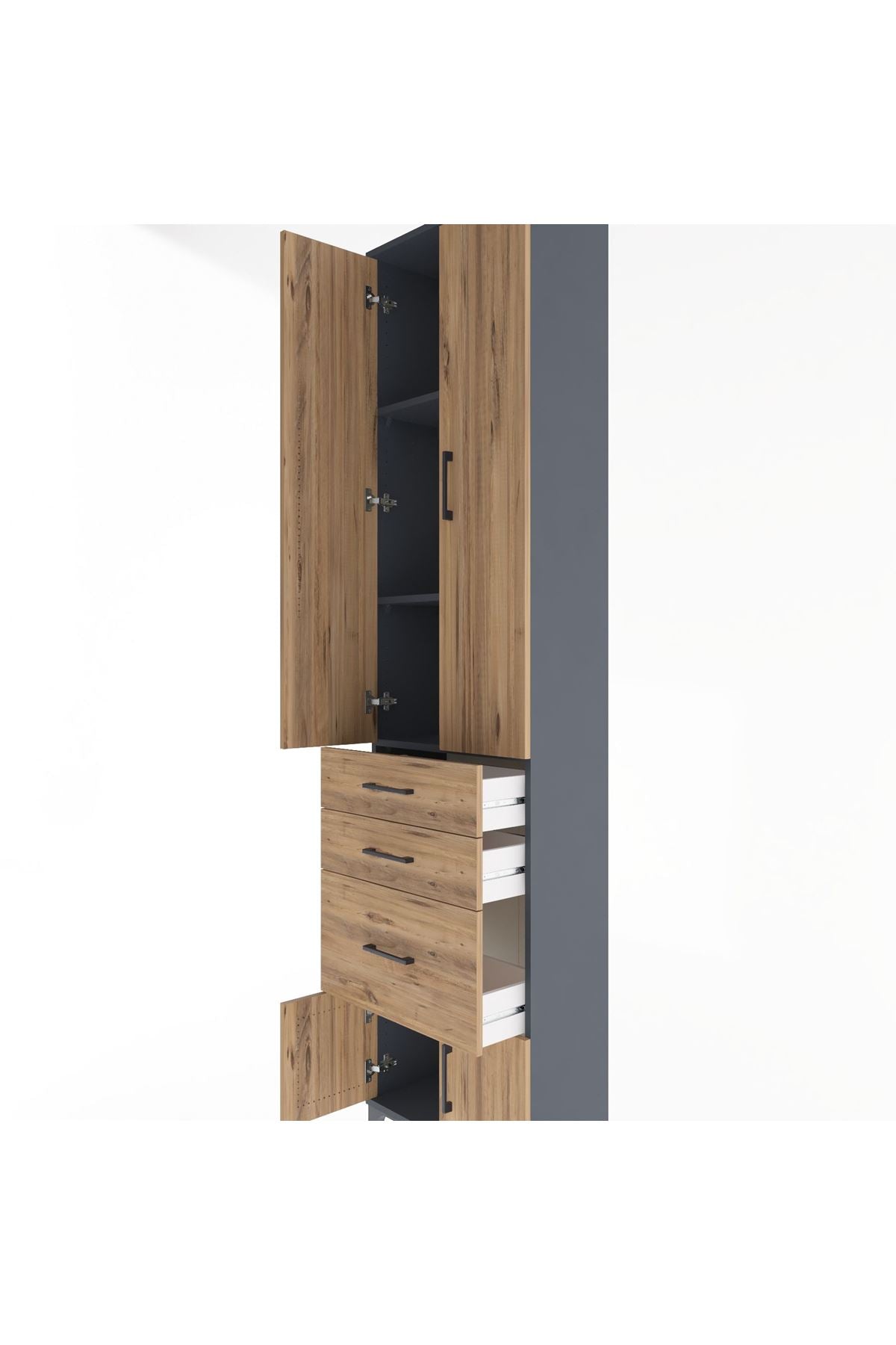 Arges Dolap 3 Raflı 3 Çekmeceli 4 Kapaklı 60x30x243 - S32M019V6A