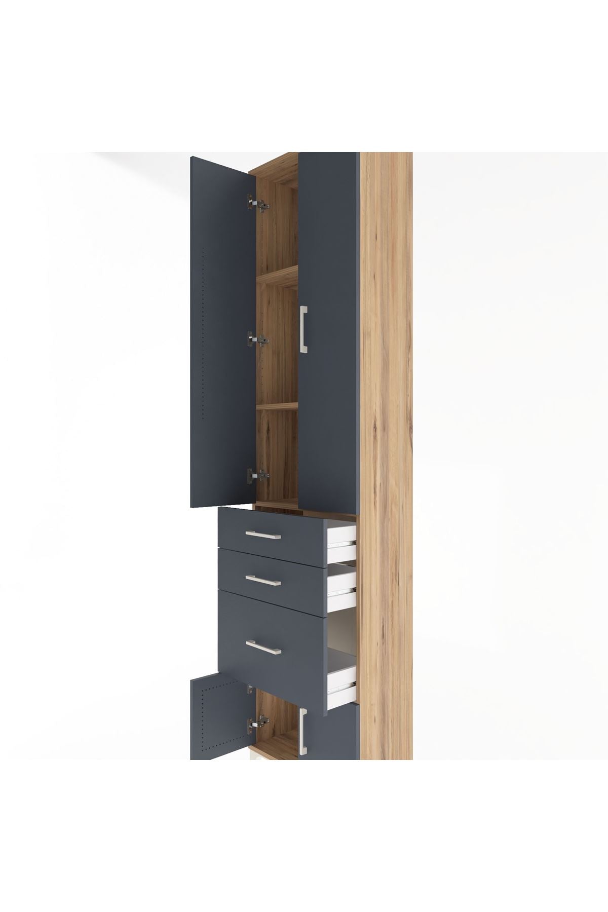 Arges Dolap 3 Raflı 3 Çekmeceli 4 Kapaklı 60x30x243 - S32M019V8A