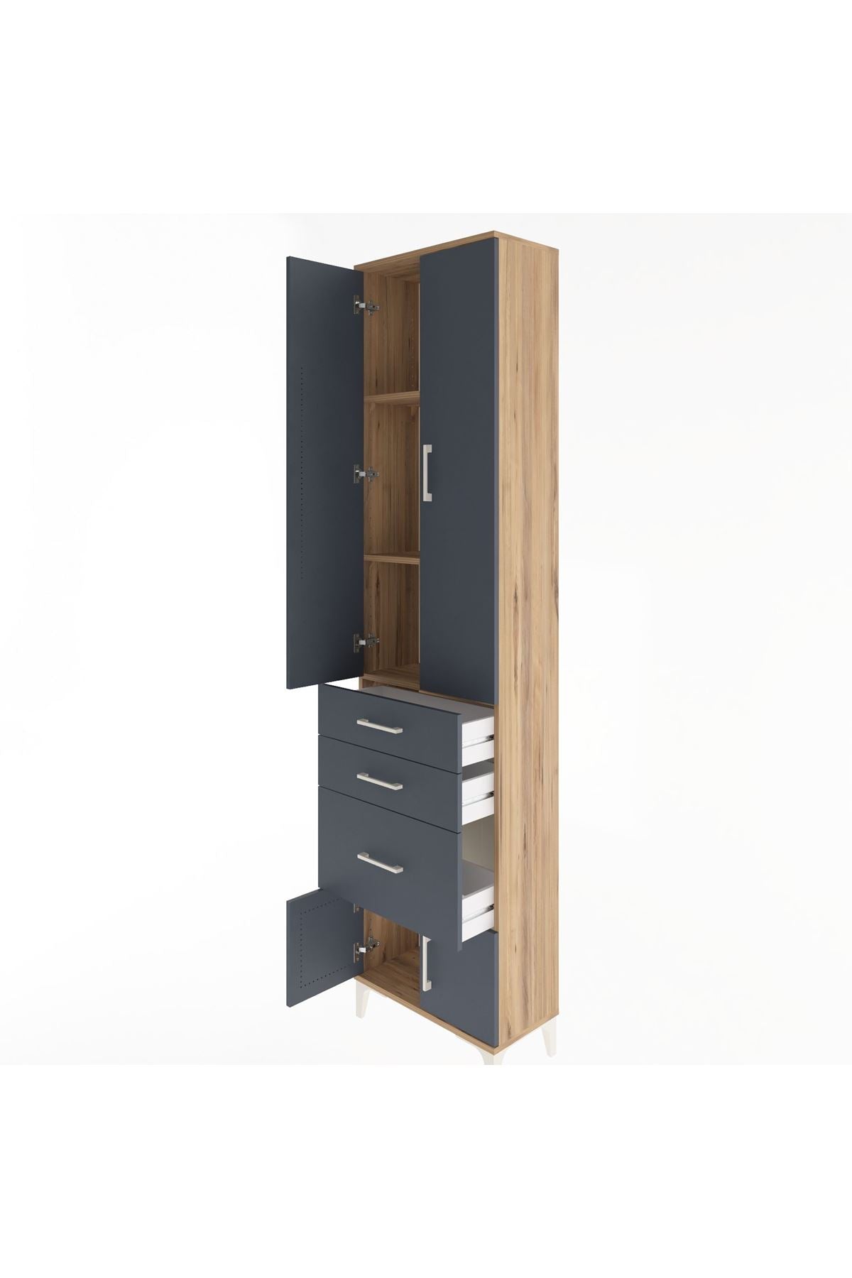 Arges Dolap 3 Raflı 3 Çekmeceli 4 Kapaklı 60x30x243 - S32M019V8A